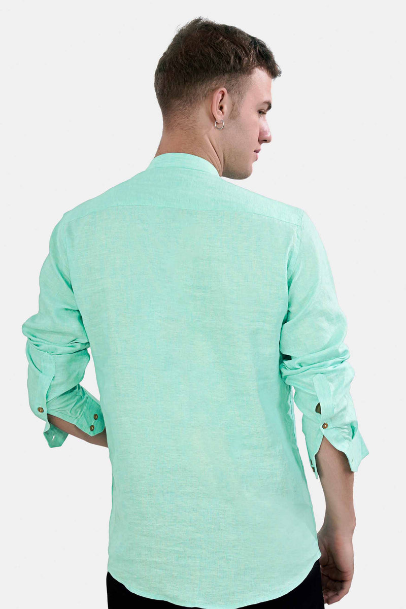 Downy Green Luxurious Linen Kurta Shirt