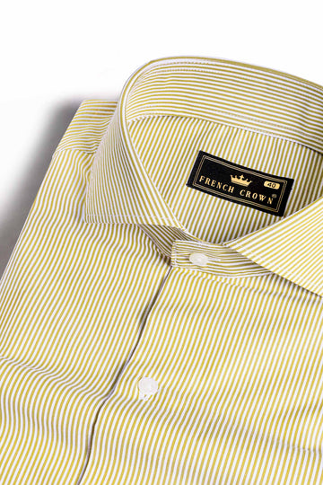 Desert Brown and White Pin Striped Premium Cotton Shirt