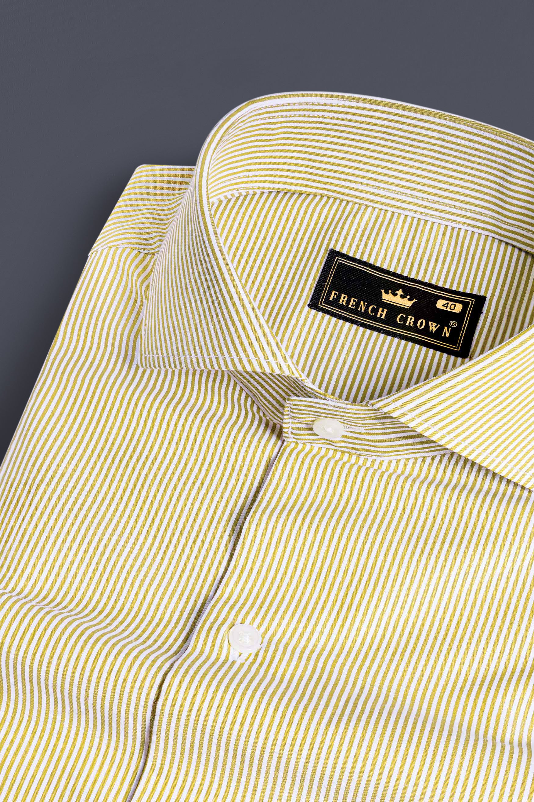 Desert Brown and White PinStriped Premium Cotton Shirt