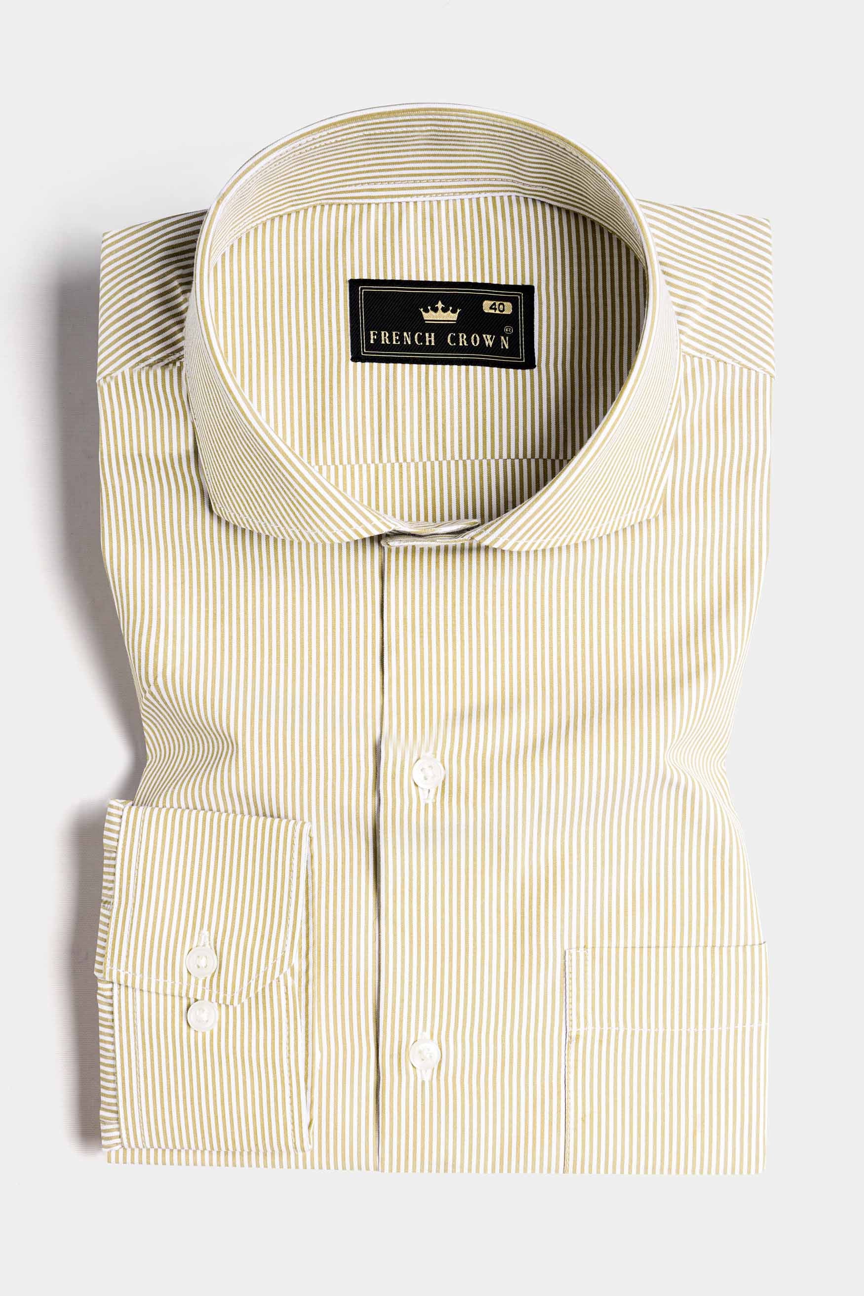 Desert Brown and White PinStriped Premium Cotton Shirt