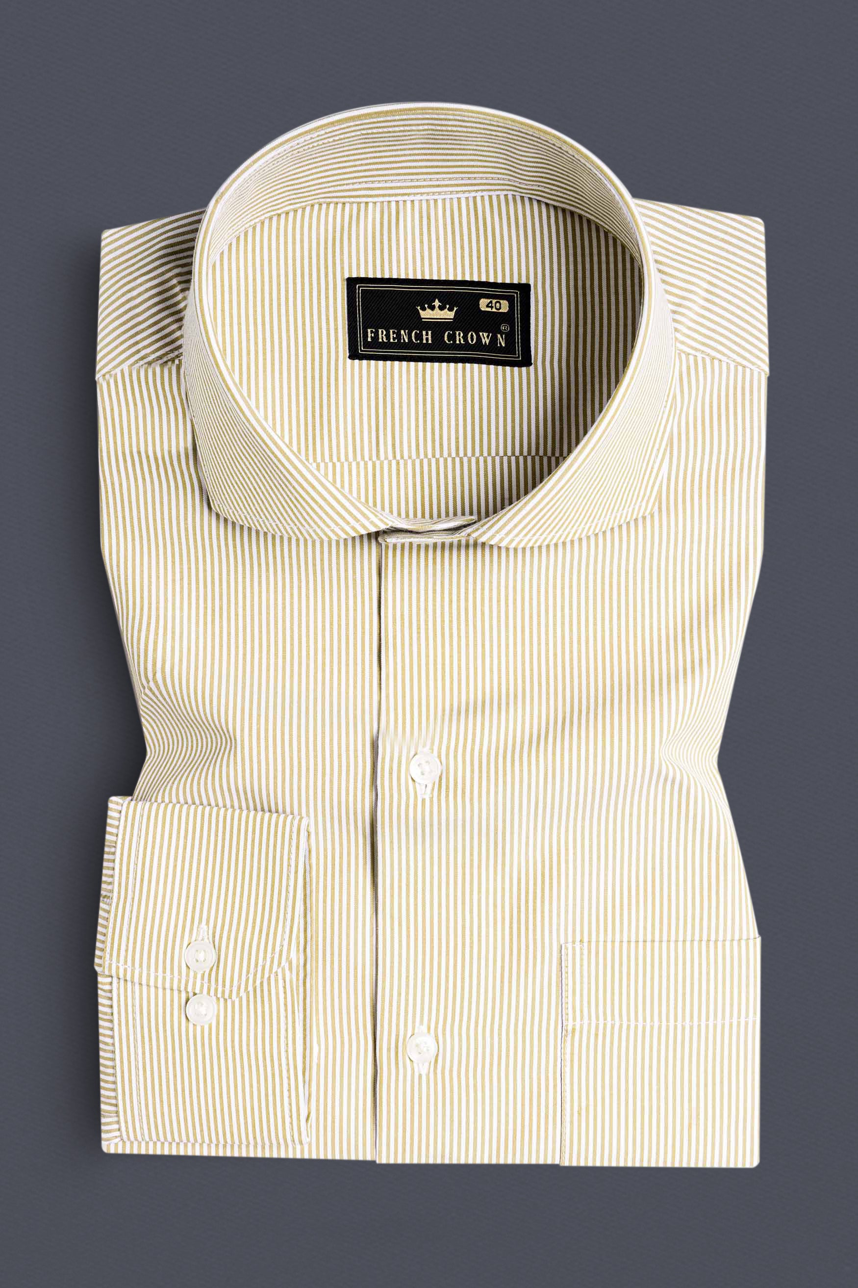 Desert Brown and White PinStriped Premium Cotton Shirt