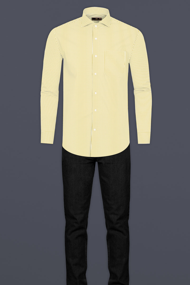 Desert Brown and White Pin Striped Premium Cotton Shirt