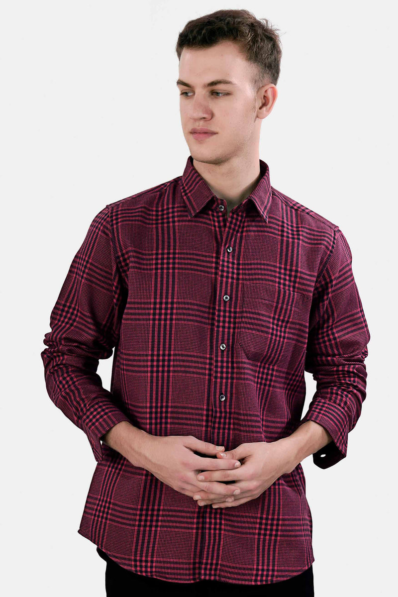 Camelot Pink and Onyx Black Checkered Houndstooth Shirt