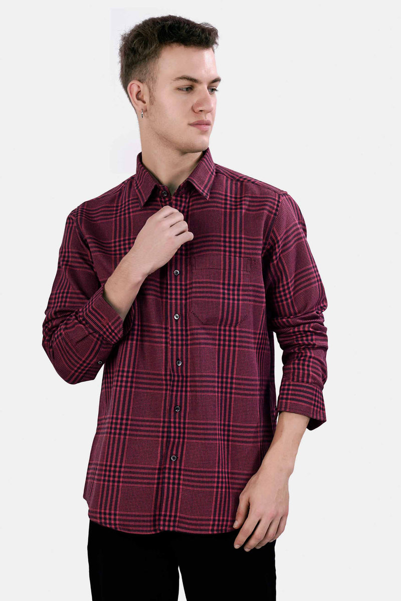 Camelot Pink and Onyx Black Checkered Houndstooth Shirt