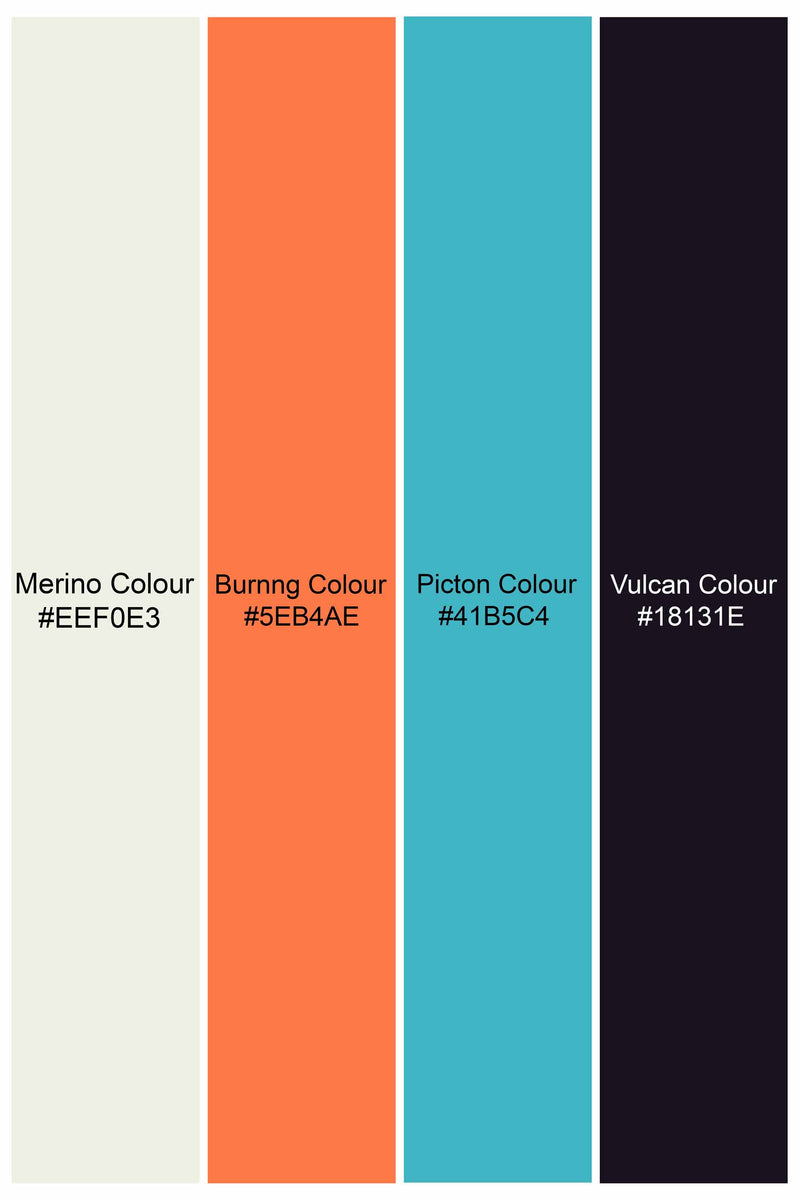 Merino Cream and Multicolour Paisley Printed Subtle Sheen Super Soft Premium Cotton Shirt