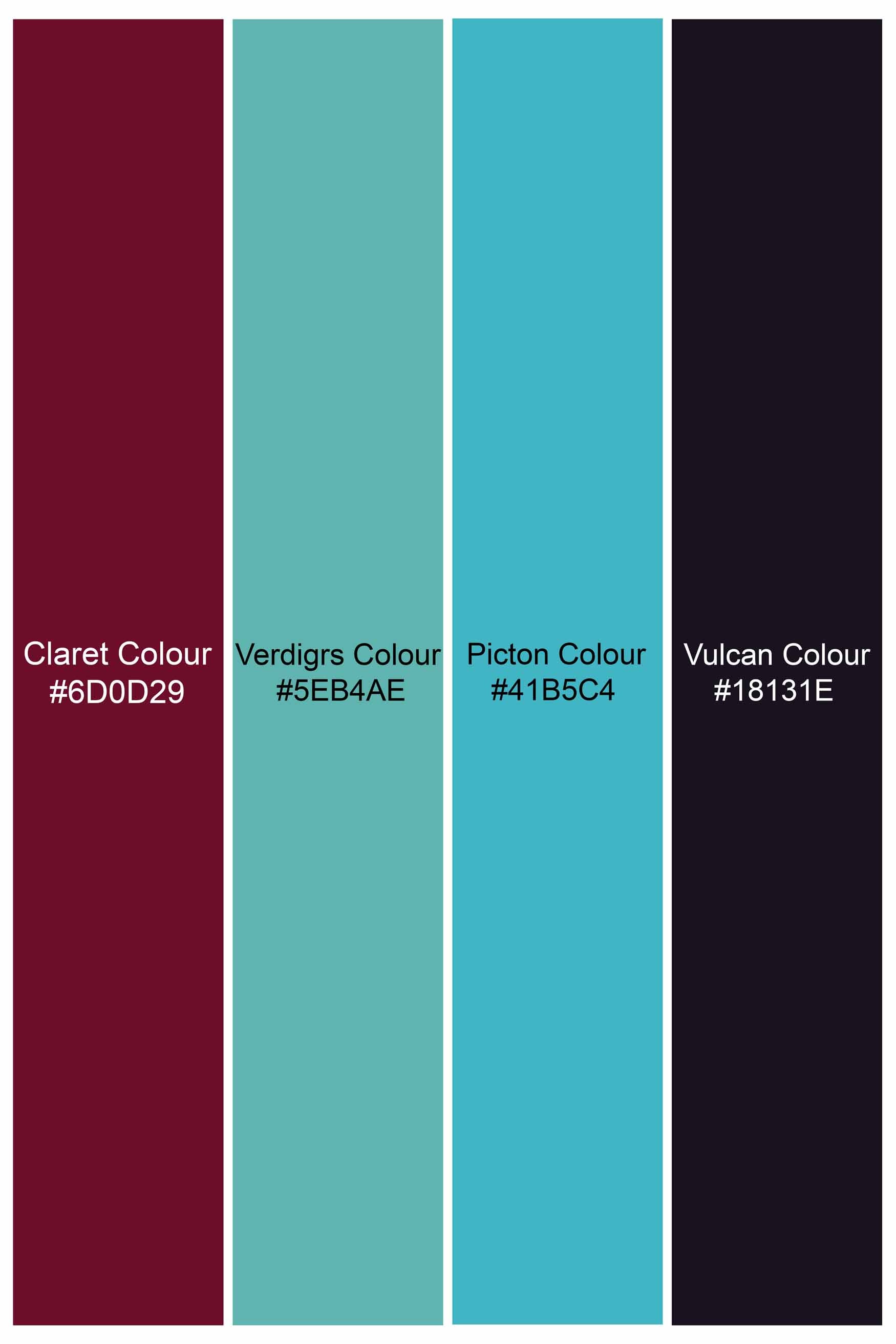 Claret Maroon and Vulcan Blue Plaid Subtle Sheen Super Soft Premium Cotton Shirt