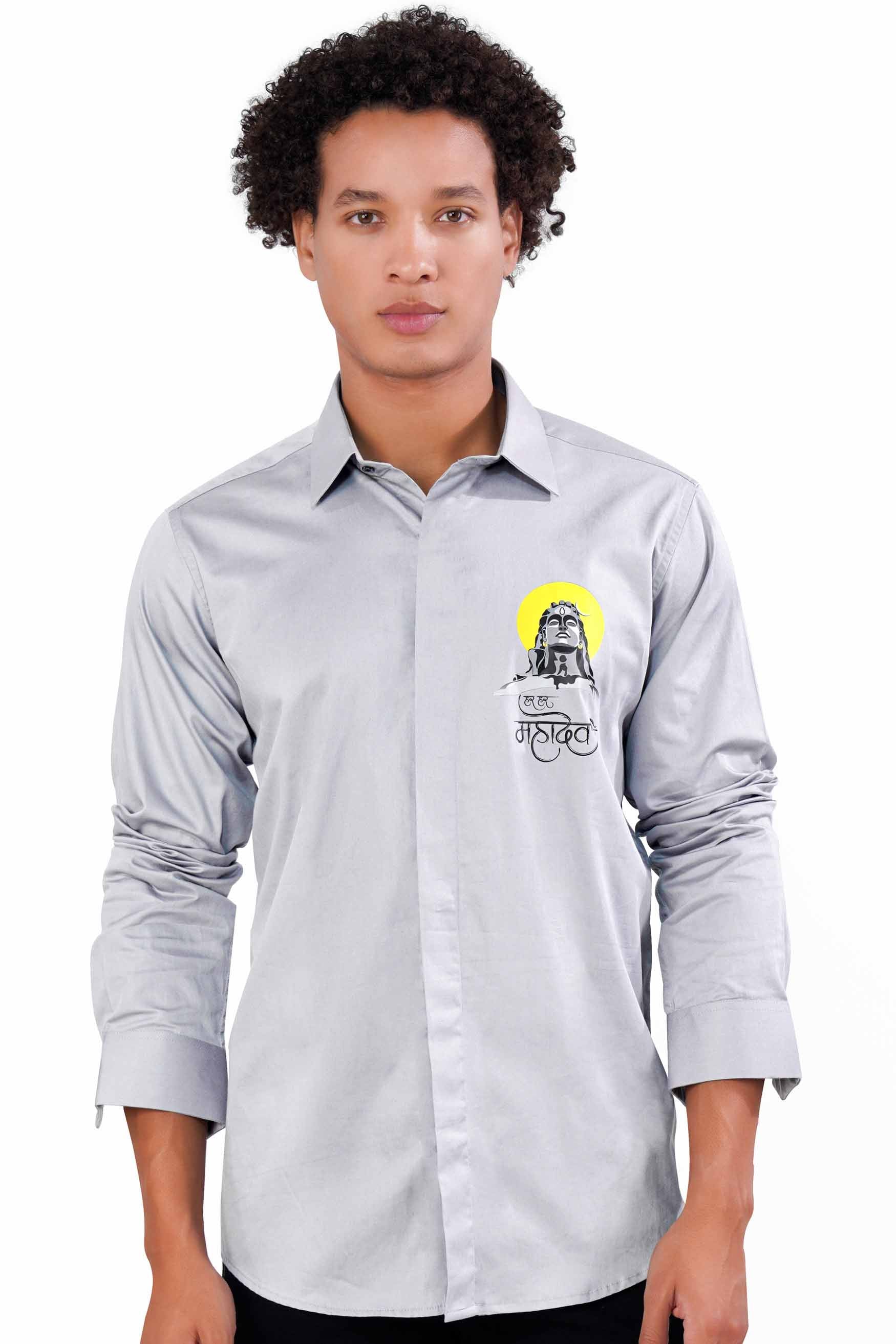 Spun Gray Lord Shiva Printed Super Soft Premium Cotton Designer Shirt