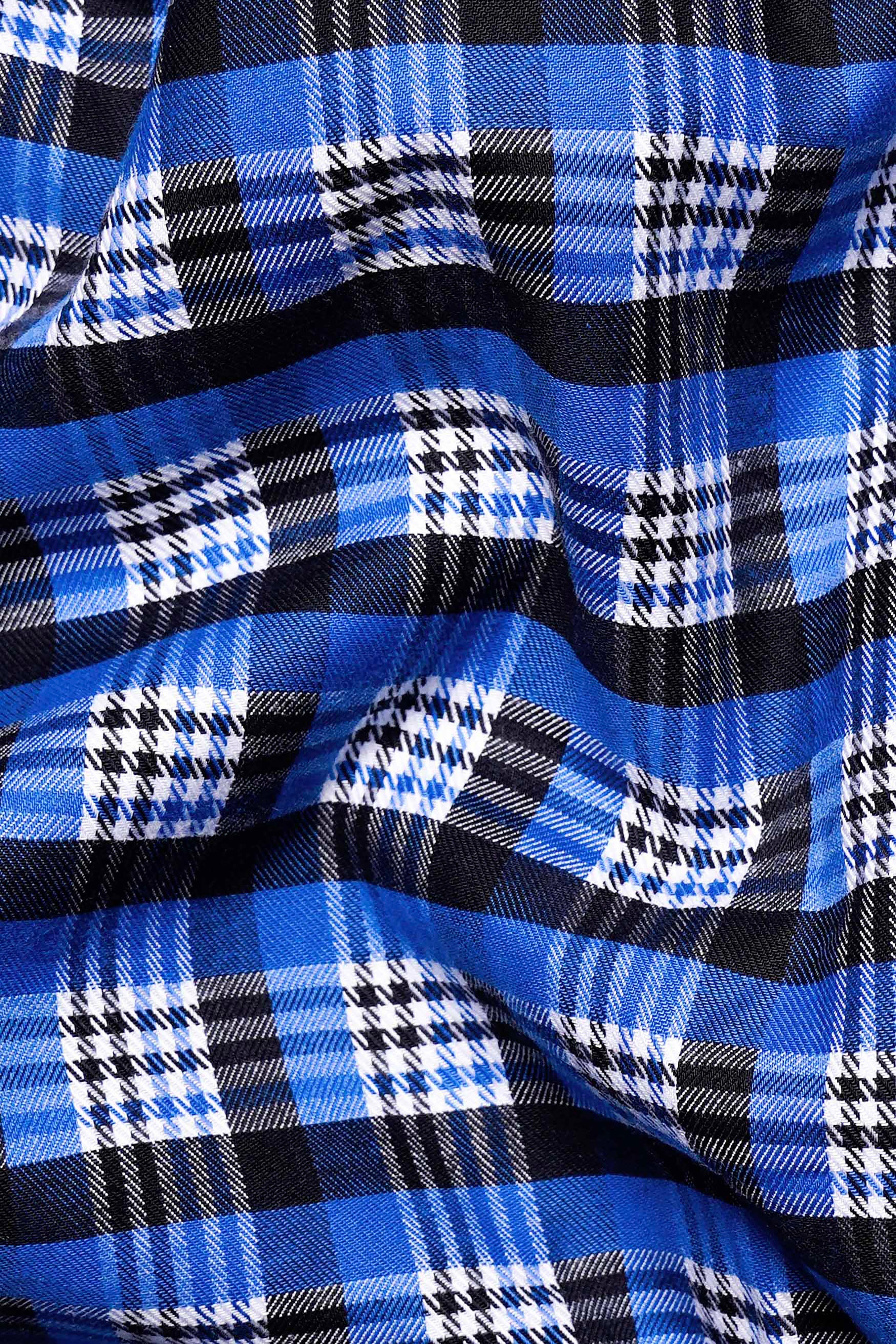 Azul Blue and Black Checkered Houndstooth Shirt