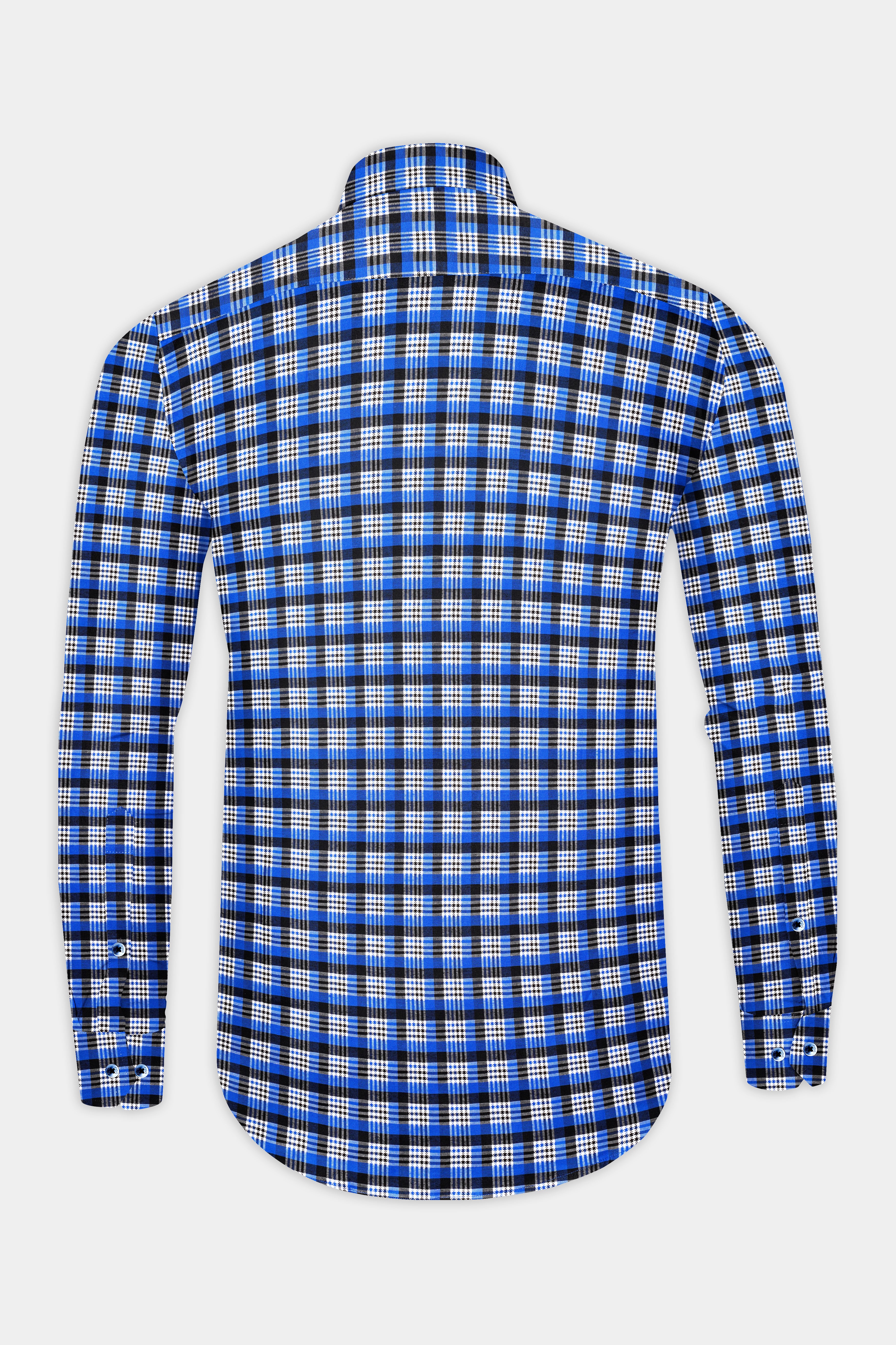 Azul Blue and Black Checkered Houndstooth Shirt