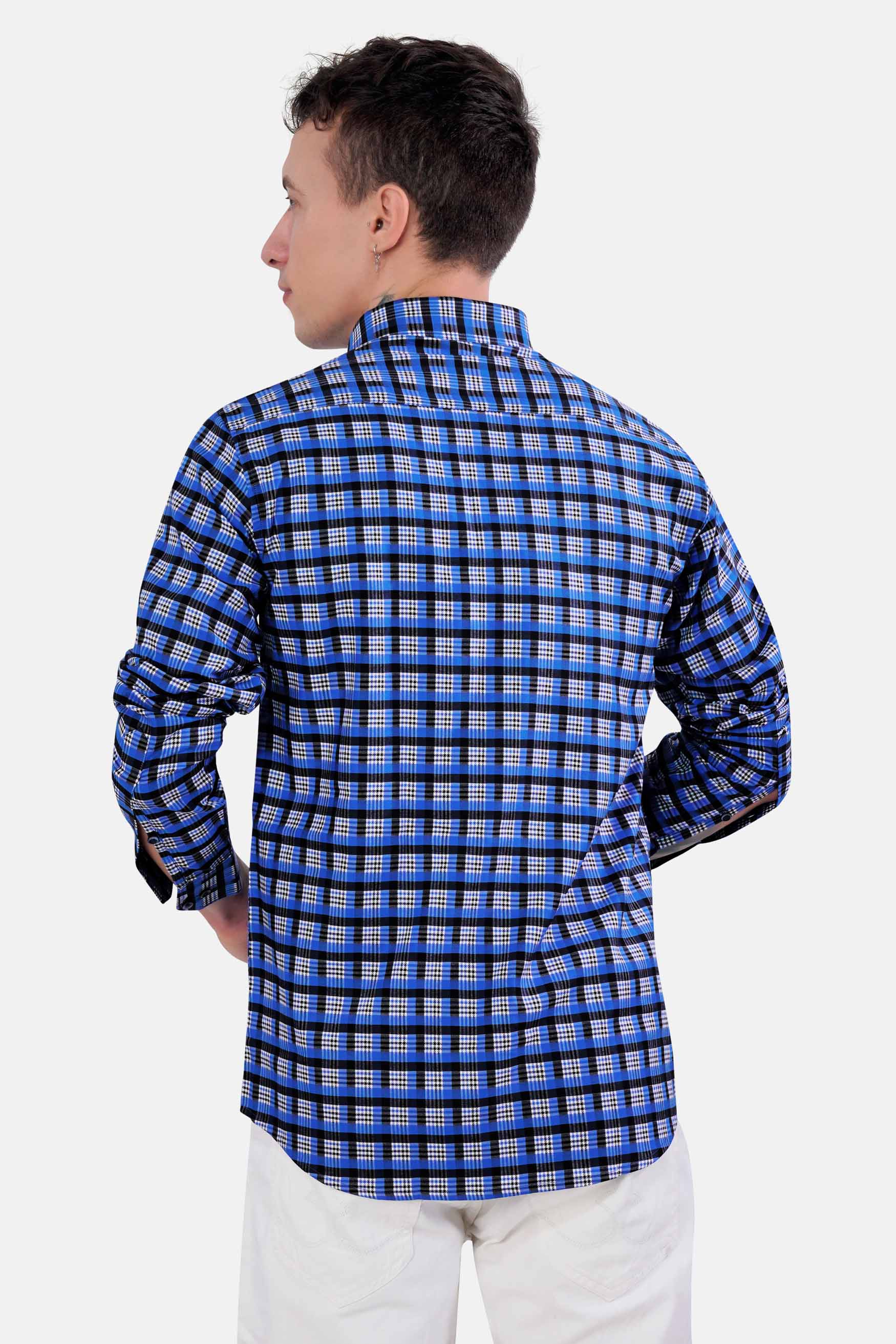 Azul Blue and Black Checkered Houndstooth Shirt 11269-BLE-38, 11269-BLE-H-38, 11269-BLE-39, 11269-BLE-H-39, 11269-BLE-40, 11269-BLE-H-40, 11269-BLE-42, 11269-BLE-H-42, 11269-BLE-44, 11269-BLE-H-44, 11269-BLE-46, 11269-BLE-H-46, 11269-BLE-48, 11269-BLE-H-48, 11269-BLE-50, 11269-BLE-H-50, 11269-BLE-52, 11269-BLE-H-52