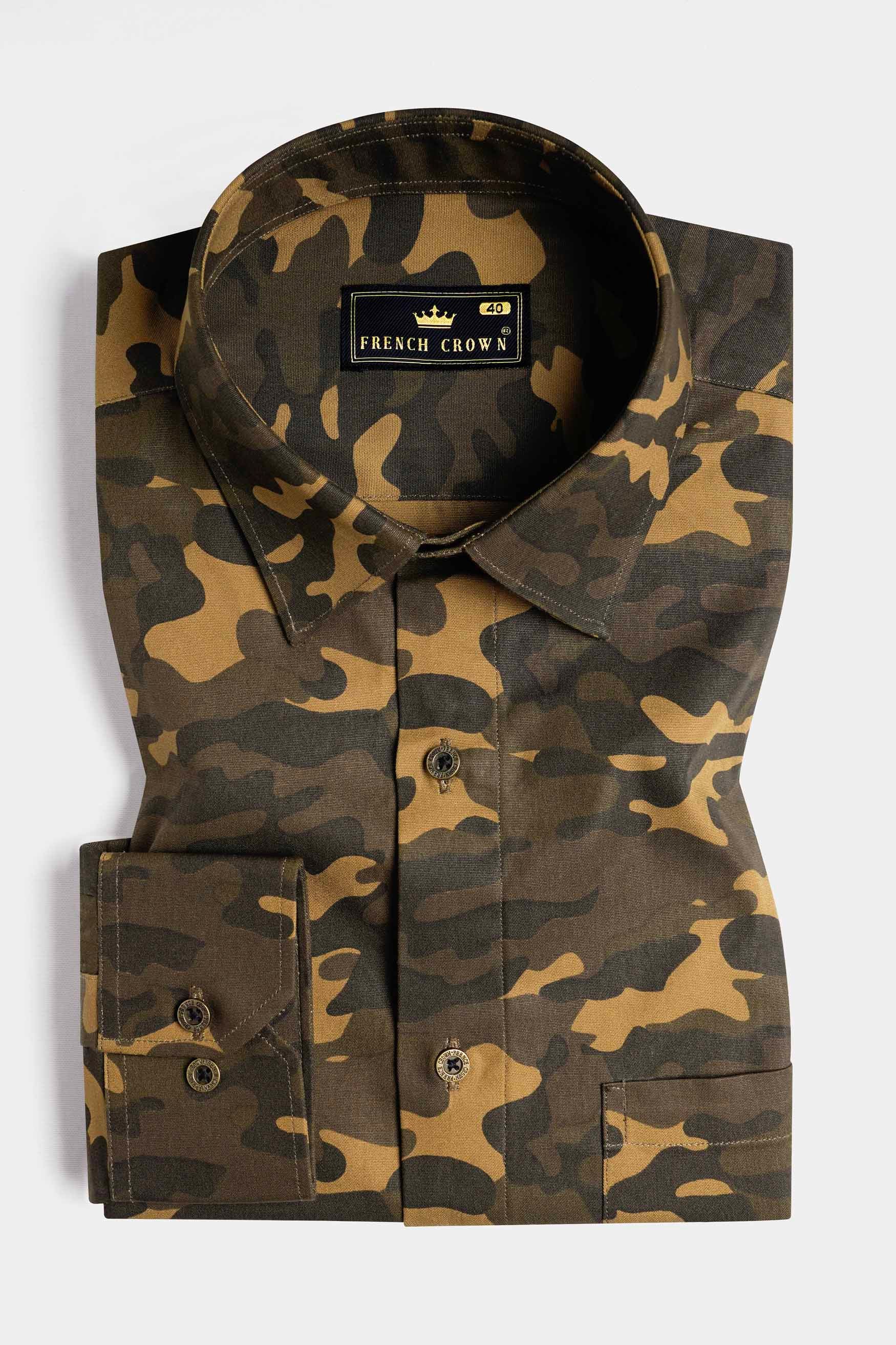 Alpine and Noir Brown Camouflage Royal Oxford Shirt