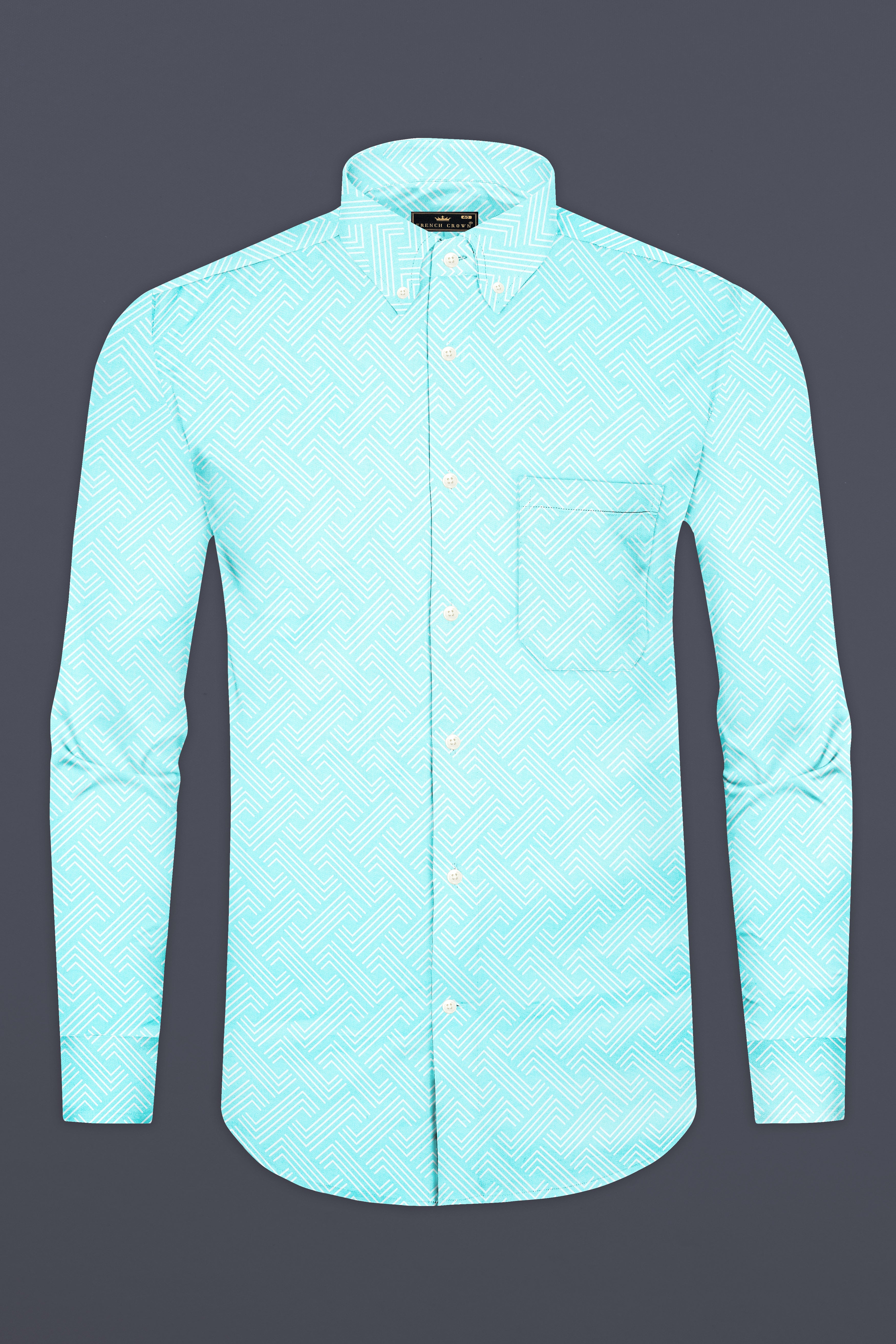 Charlotte Blue and White Printed Subtle Sheen Super Soft Premium Cotton Shirt