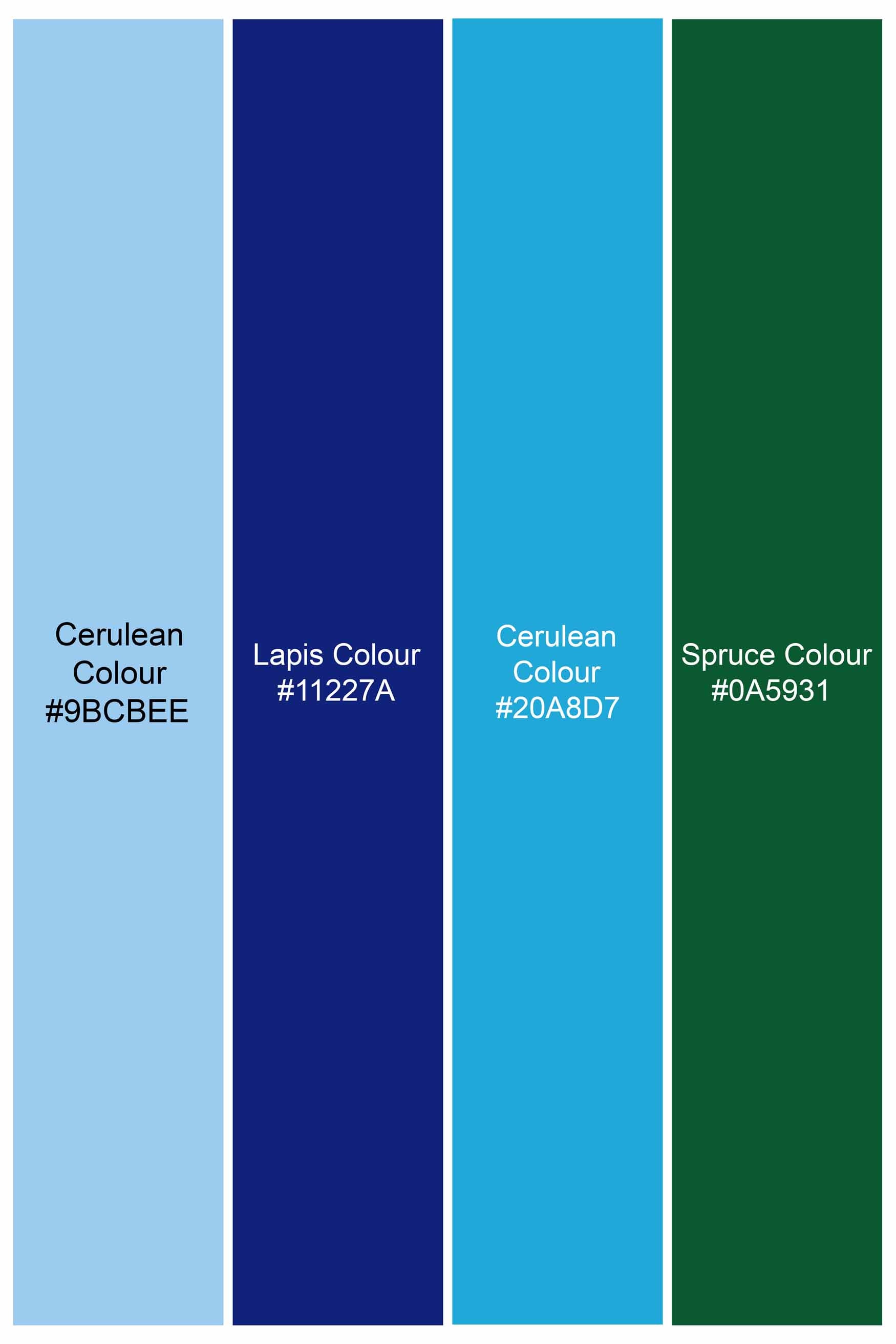 Cerulean Blue Casual Prints Premium Cotton Shirt For Men