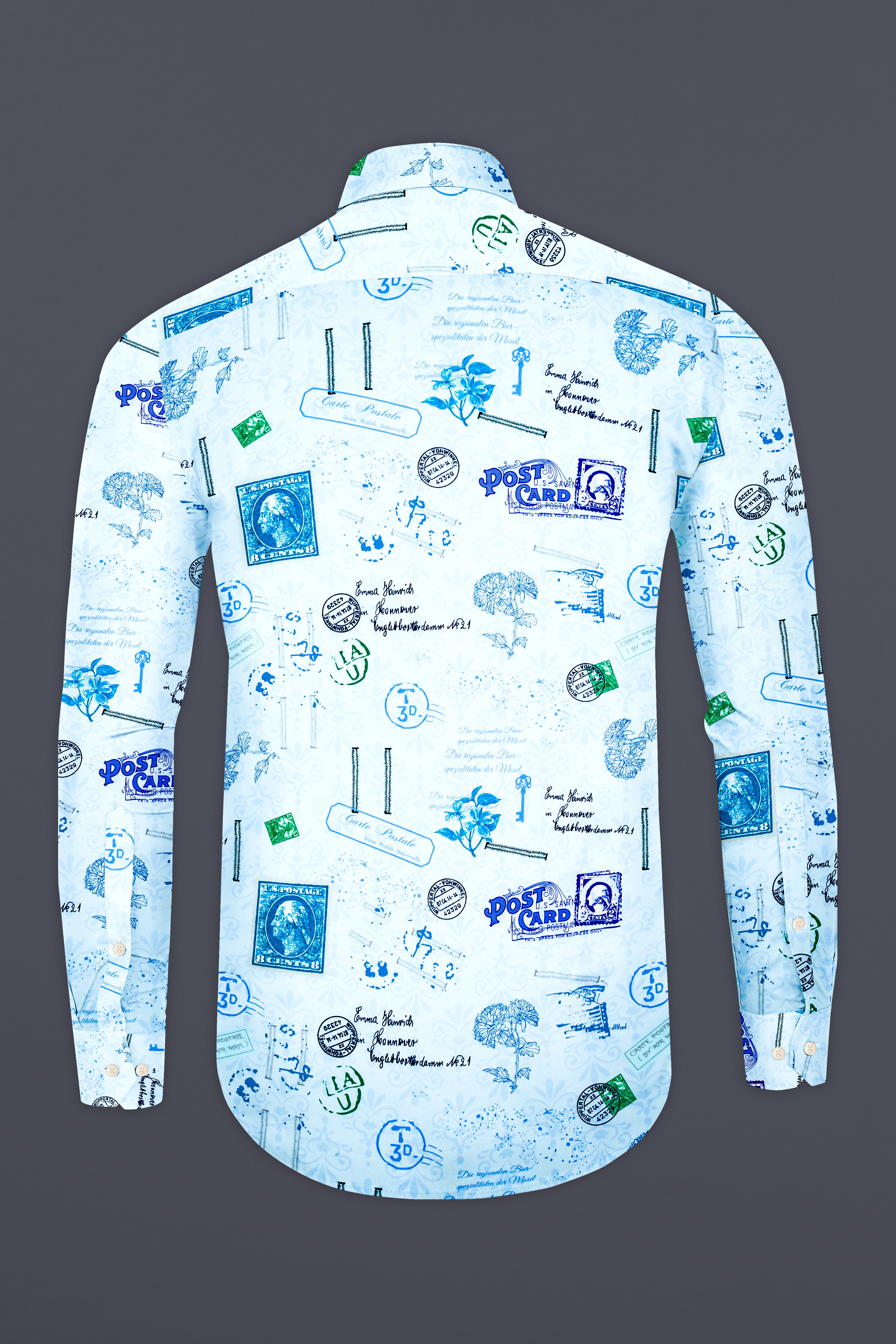 Cerulean Blue Abstract Printed Subtle Sheen Super Soft Premium Cotton Shirt