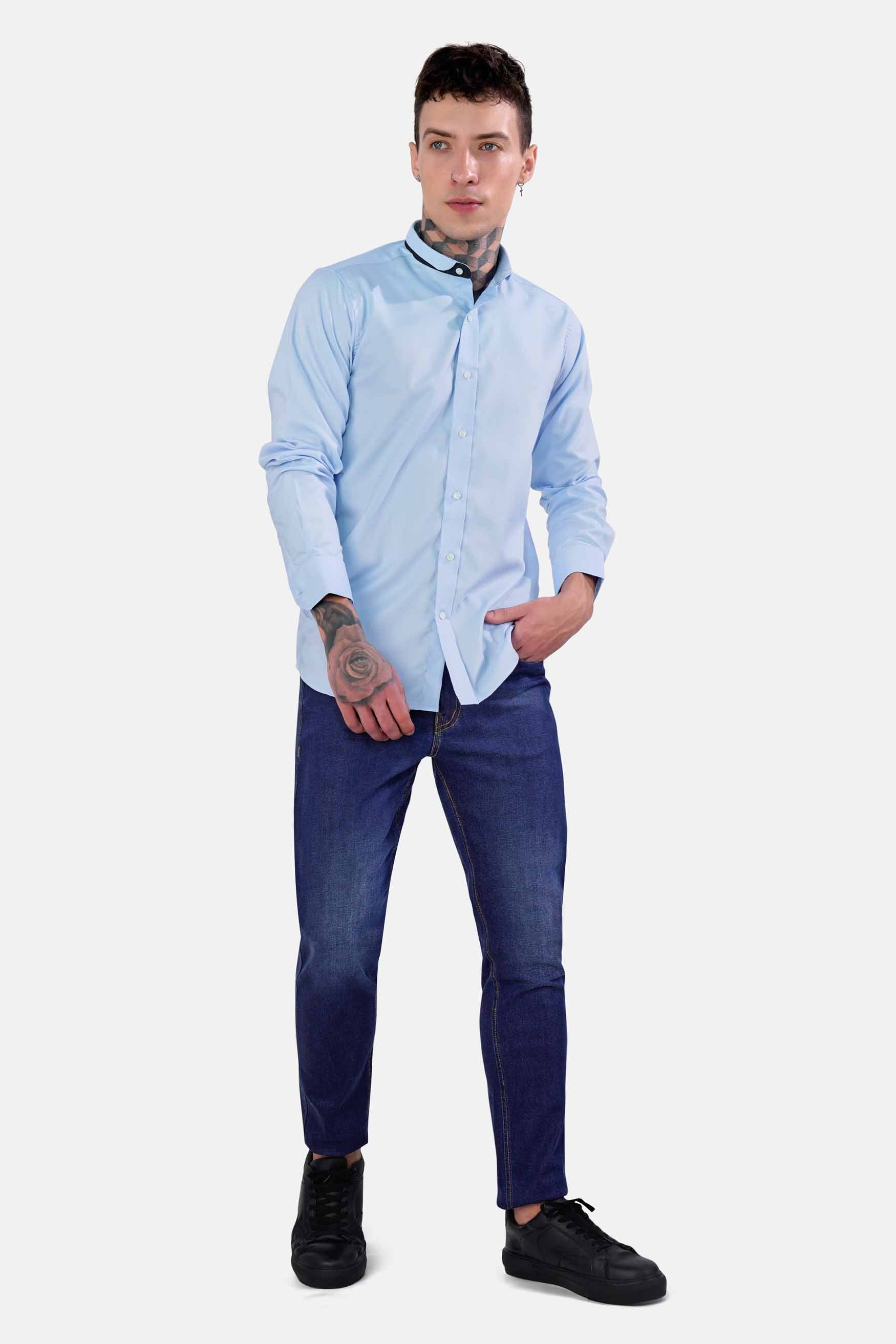 Glacier Blue Twill Premium Cotton Shirt