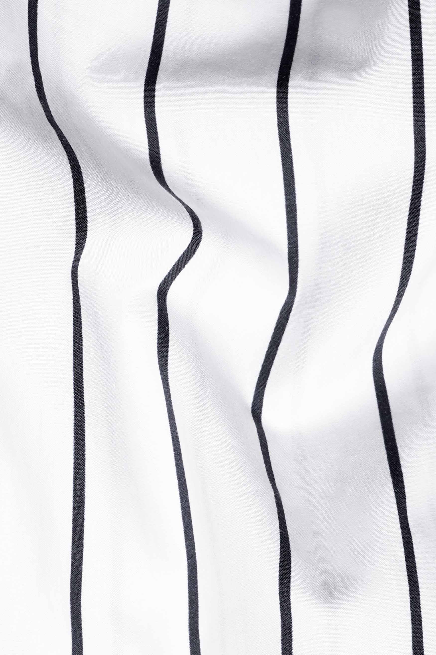 Bright White and Black Striped Premium Cotton Shirt