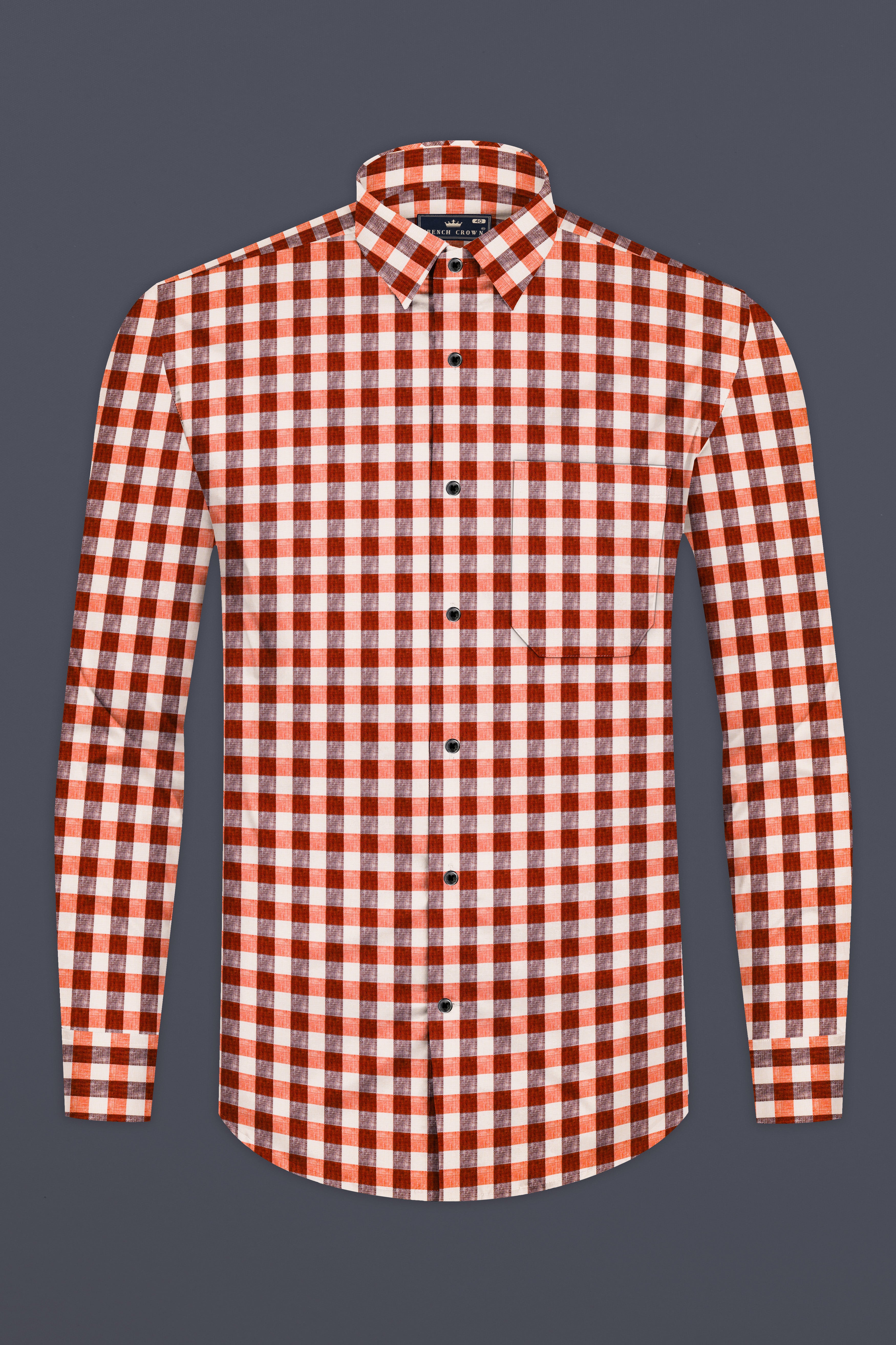 Auburn Red and White Checkered Luxurious Linen Shirt