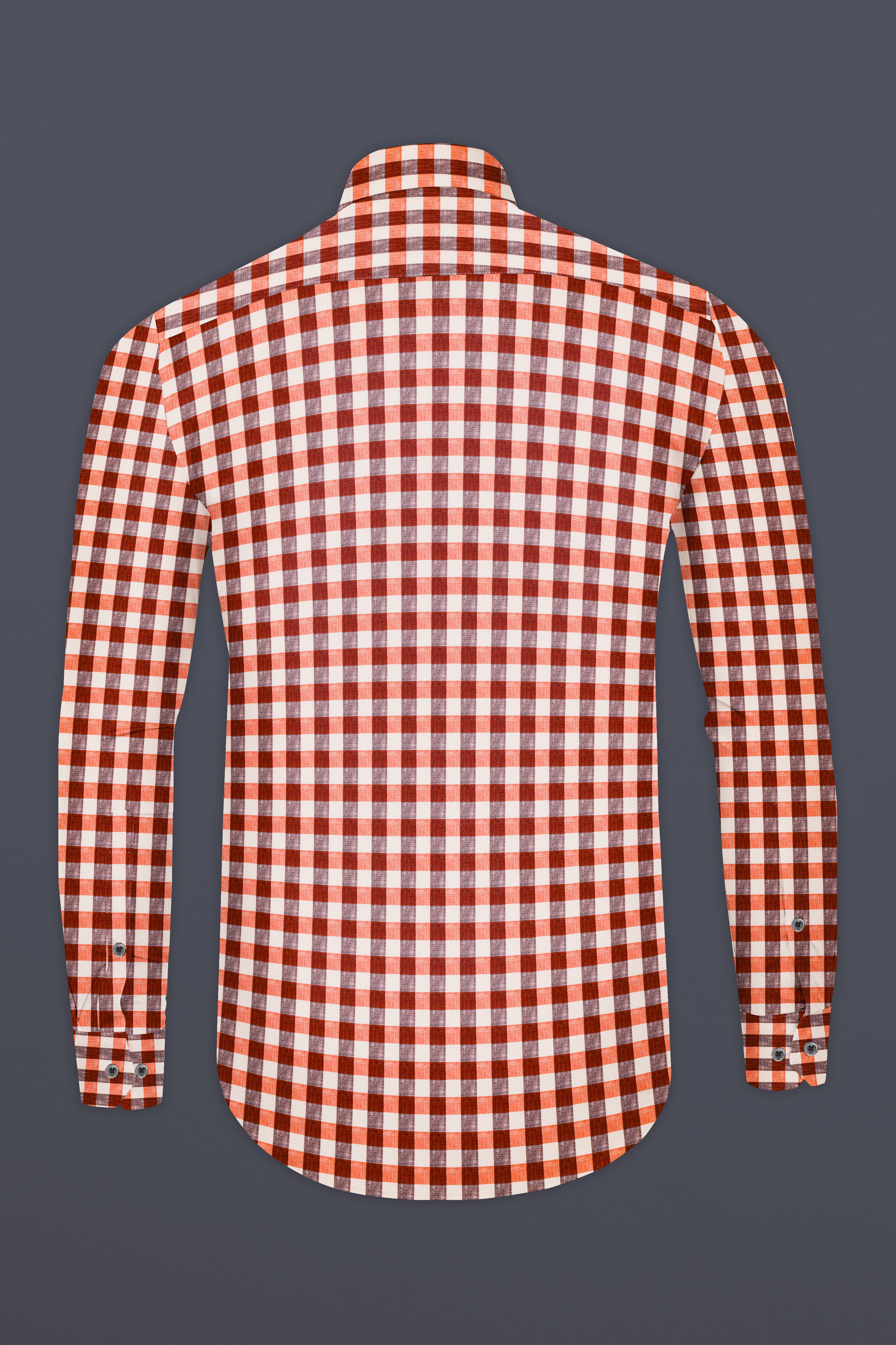 Auburn Red and White Checkered Luxurious Linen Shirt