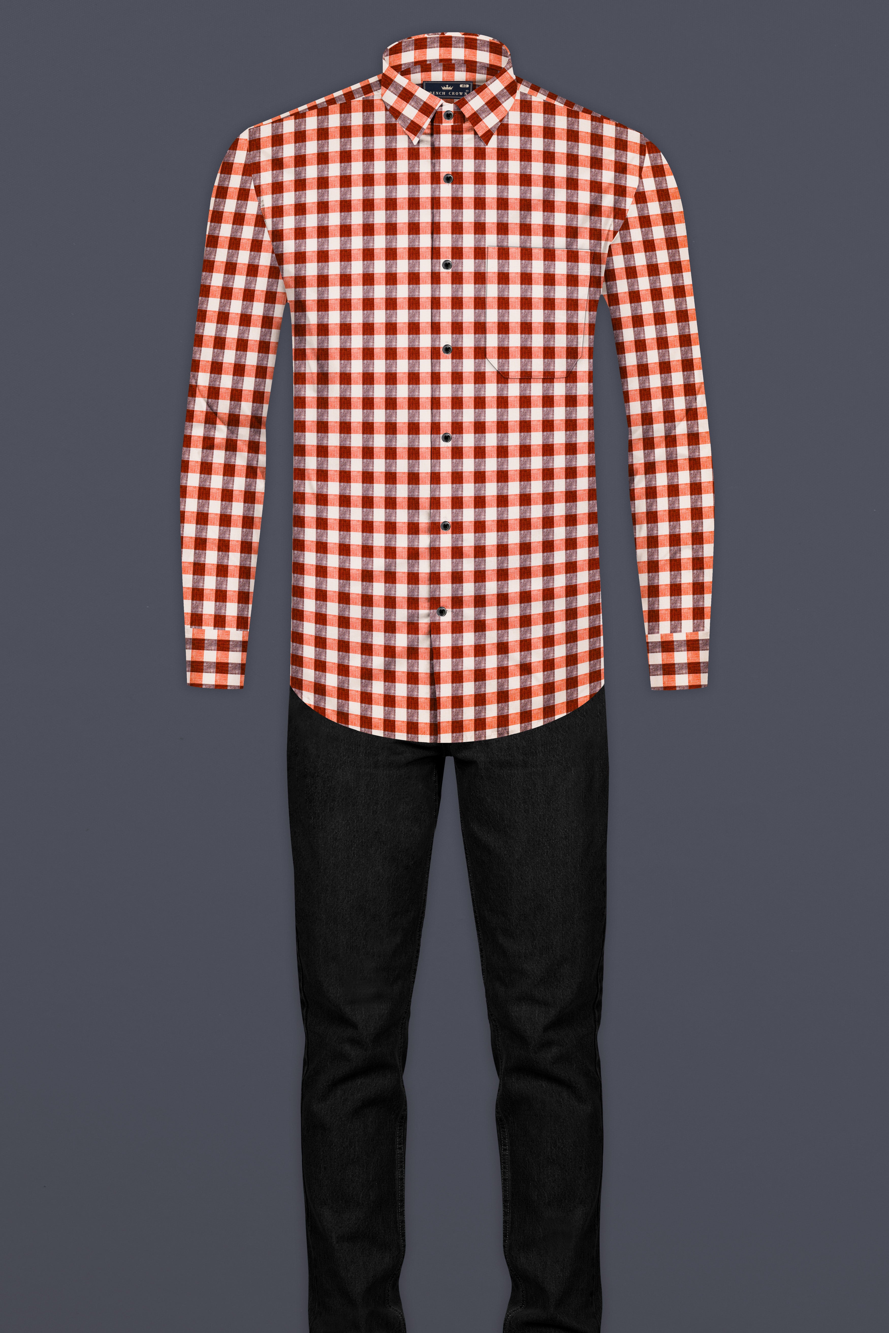 Auburn Red and White Checkered Luxurious Linen Shirt