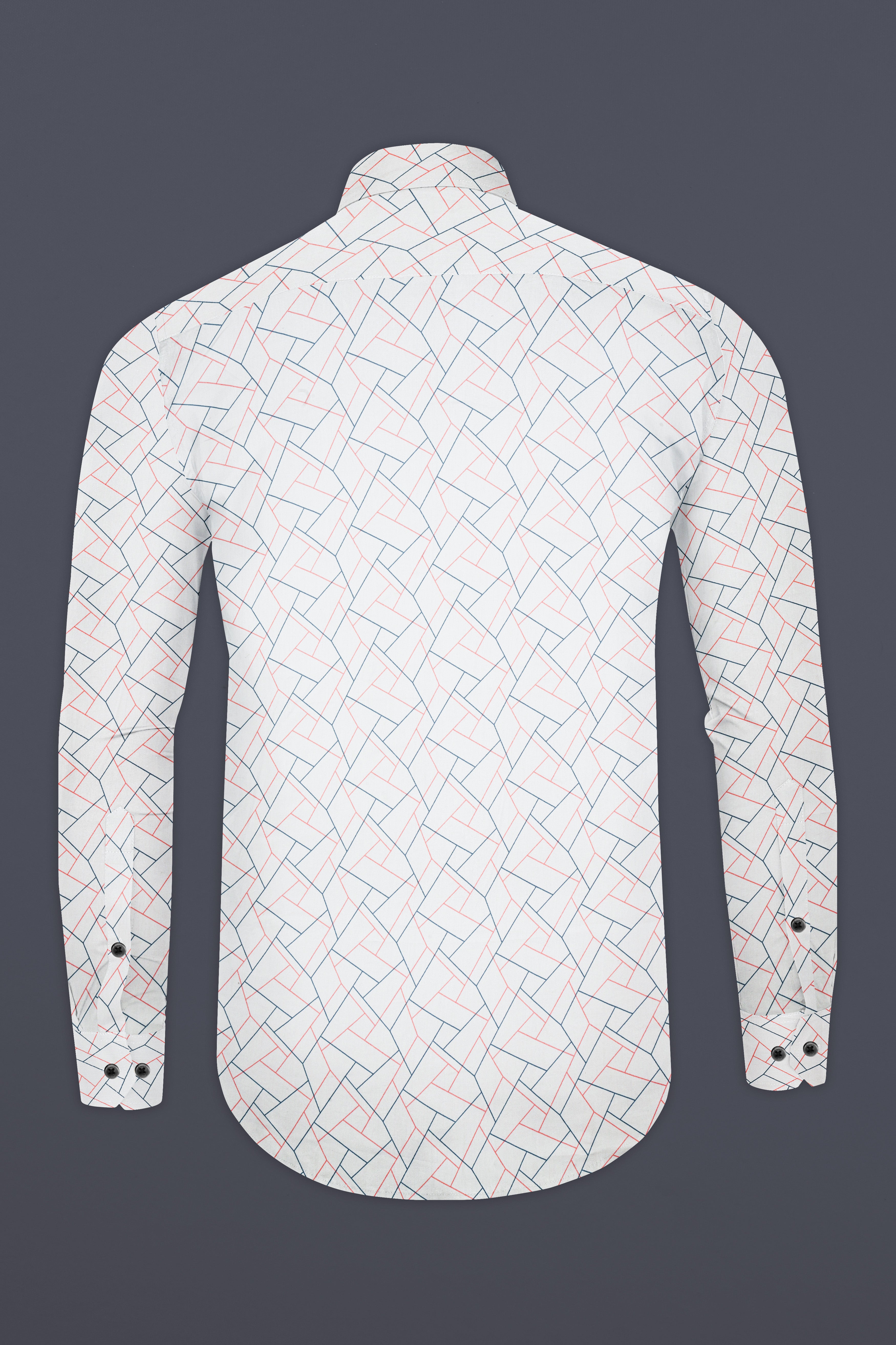 Nickel Grey and Petite Pink Geometric Print Subtle Sheen Super Soft Premium Cotton Shirt