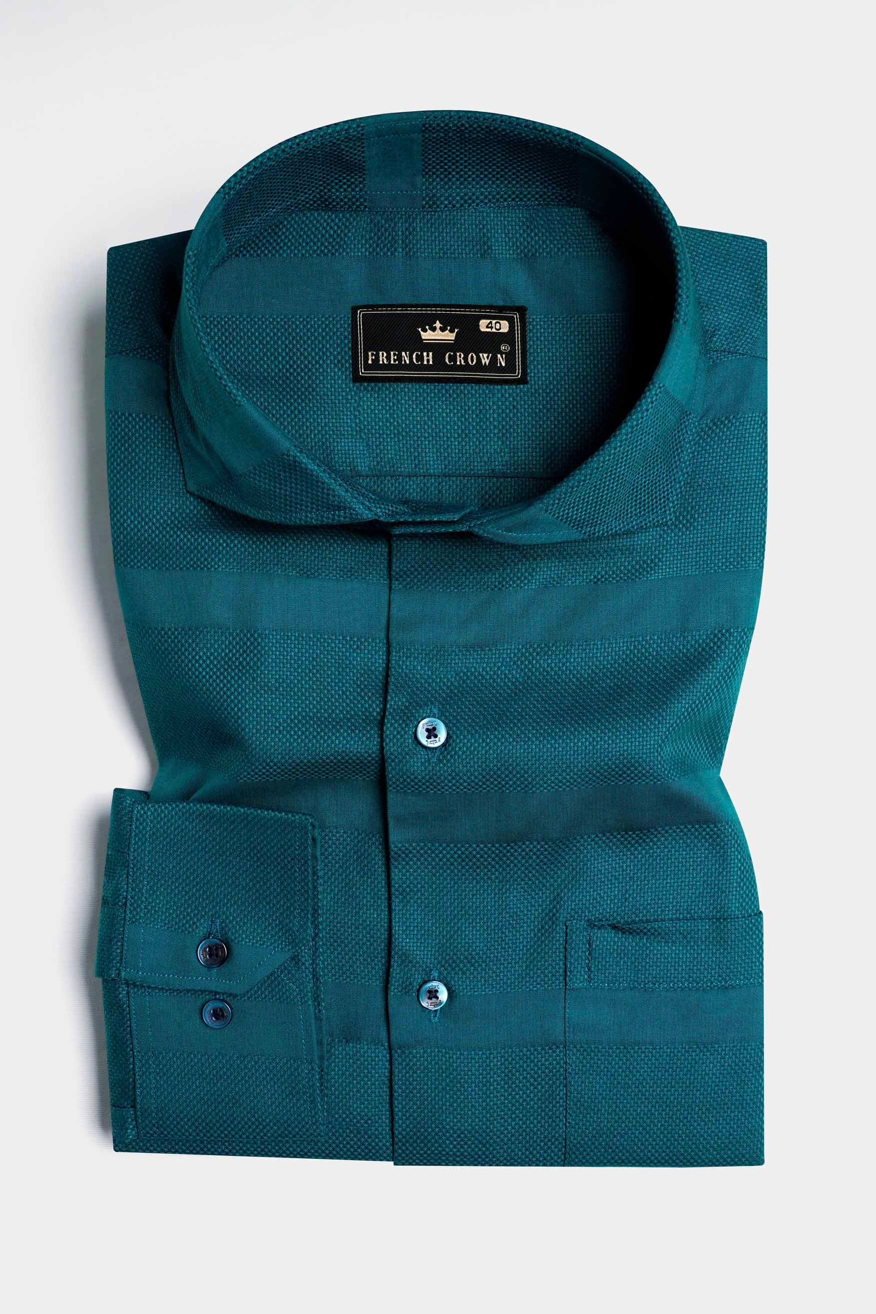 Surfie Green Dobby Textured Premium Giza Cotton Shirt