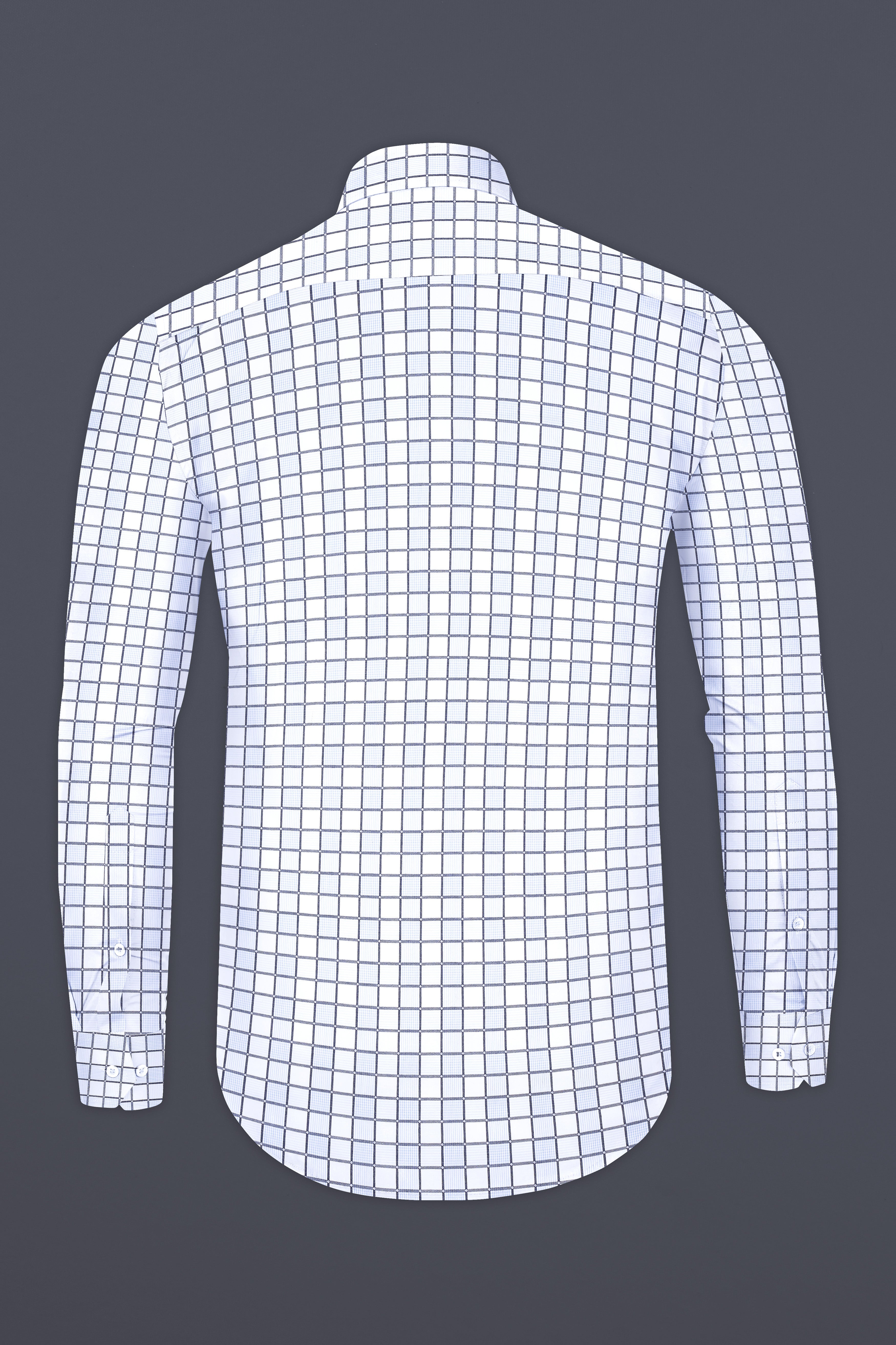 Casper Blue and White Checkered Dobby Textured Premium Giza Cotton Shirt