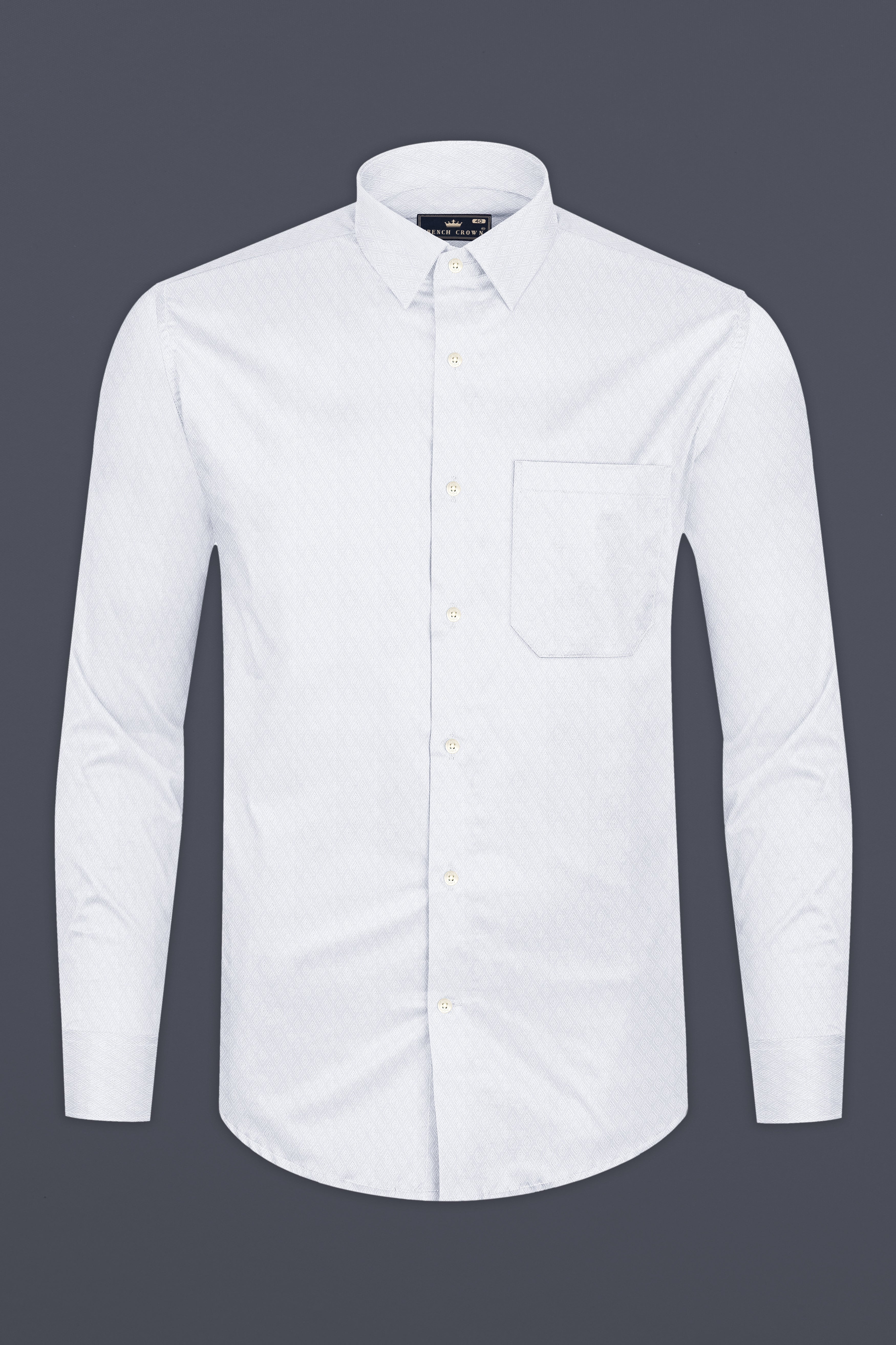 Bright White Dobby Textured Premium Giza Cotton Shirt