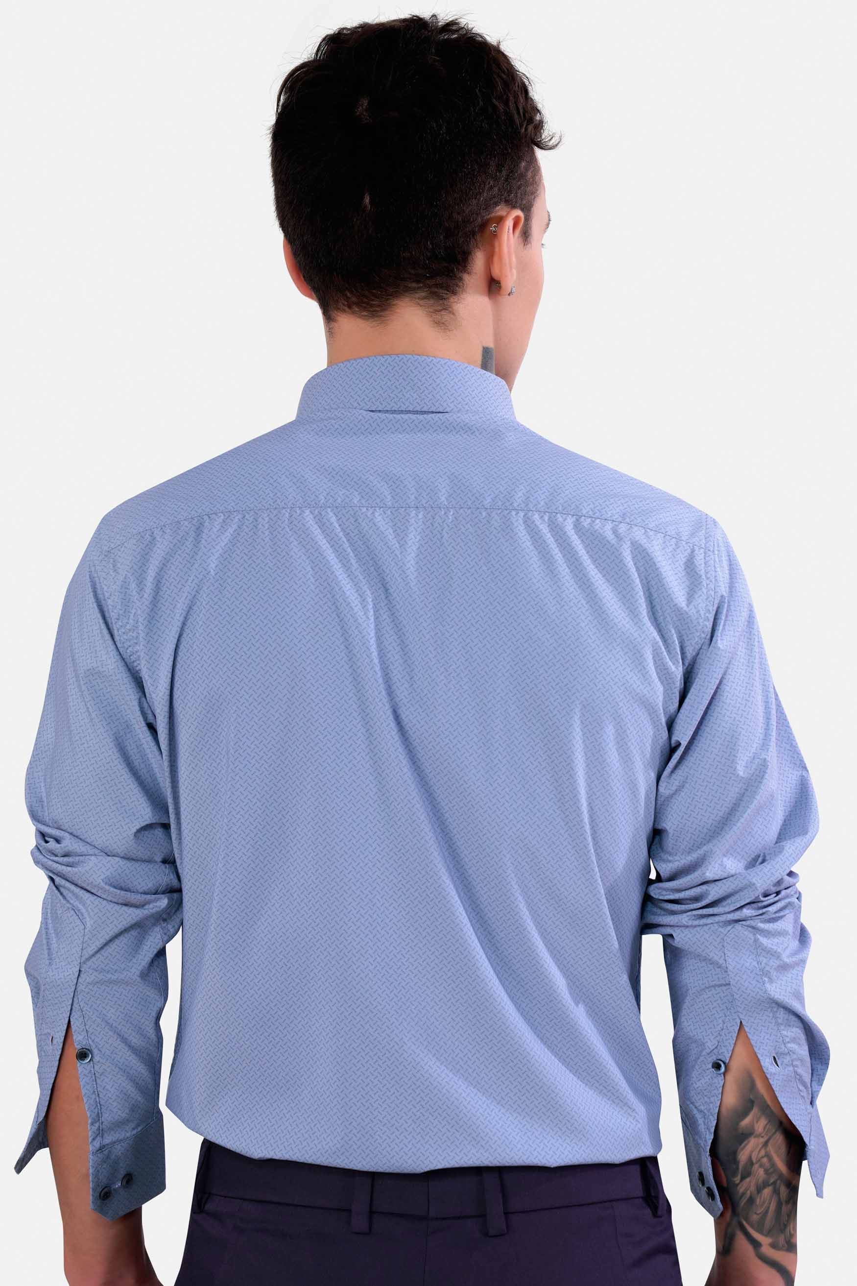Cloudy Blue and Glaucous Blue Premium Cotton Shirt
