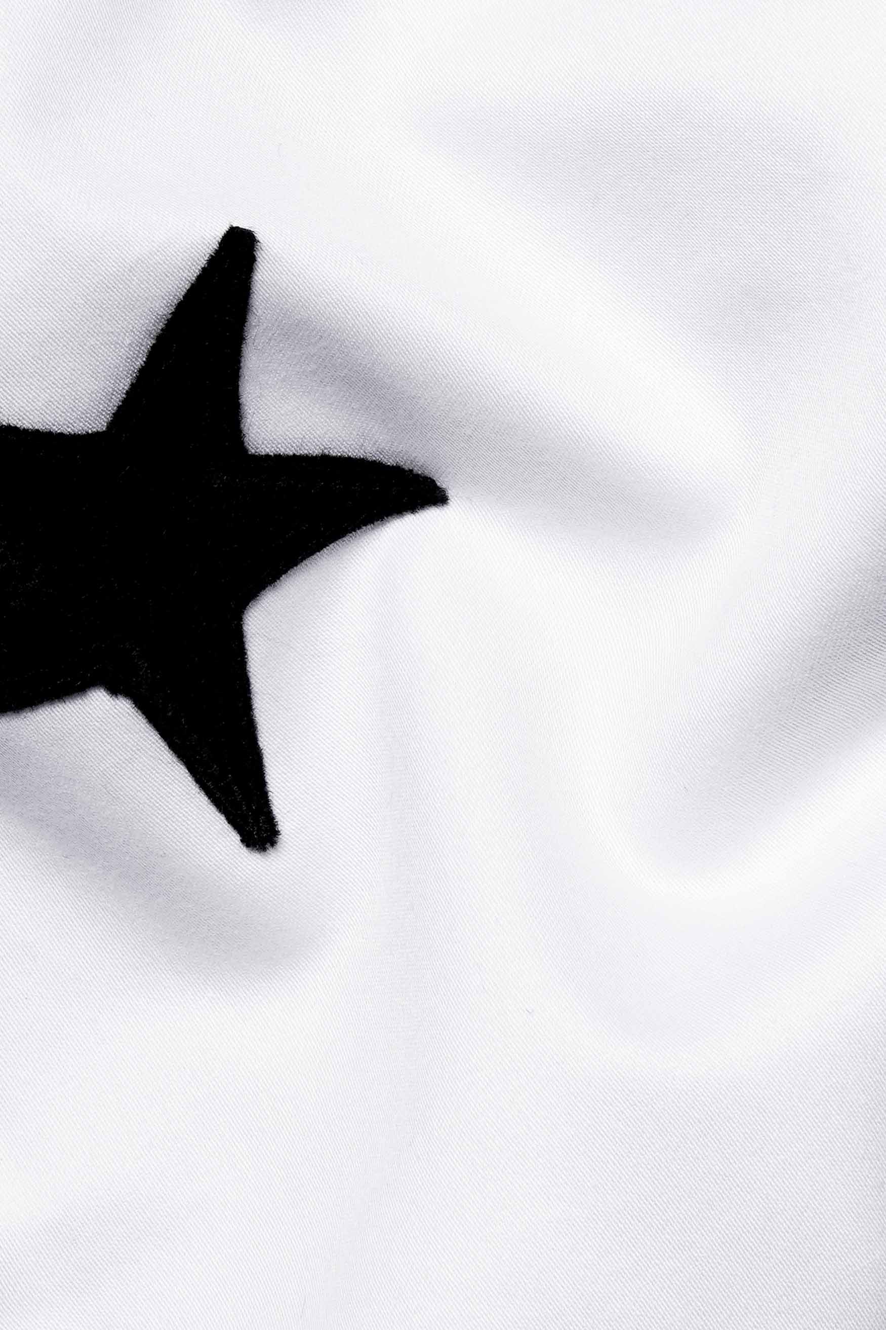 Bright White Stars Patchwork Super Soft Premium Cotton Designer Shirt