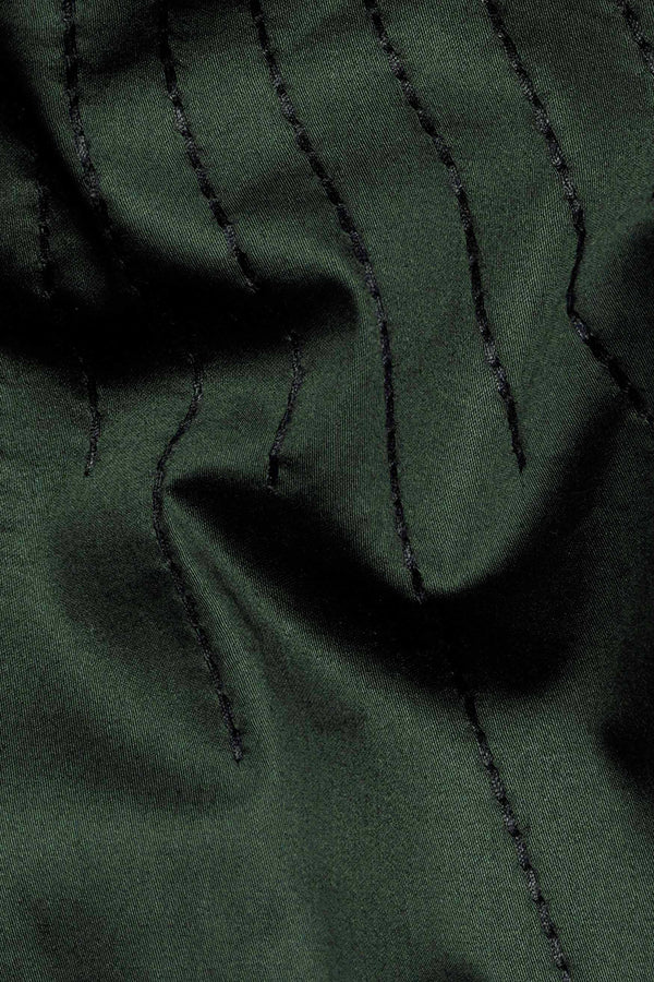 Pine Green Embroidered Subtle Sheen Super Soft Premium Cotton Designer Shirt