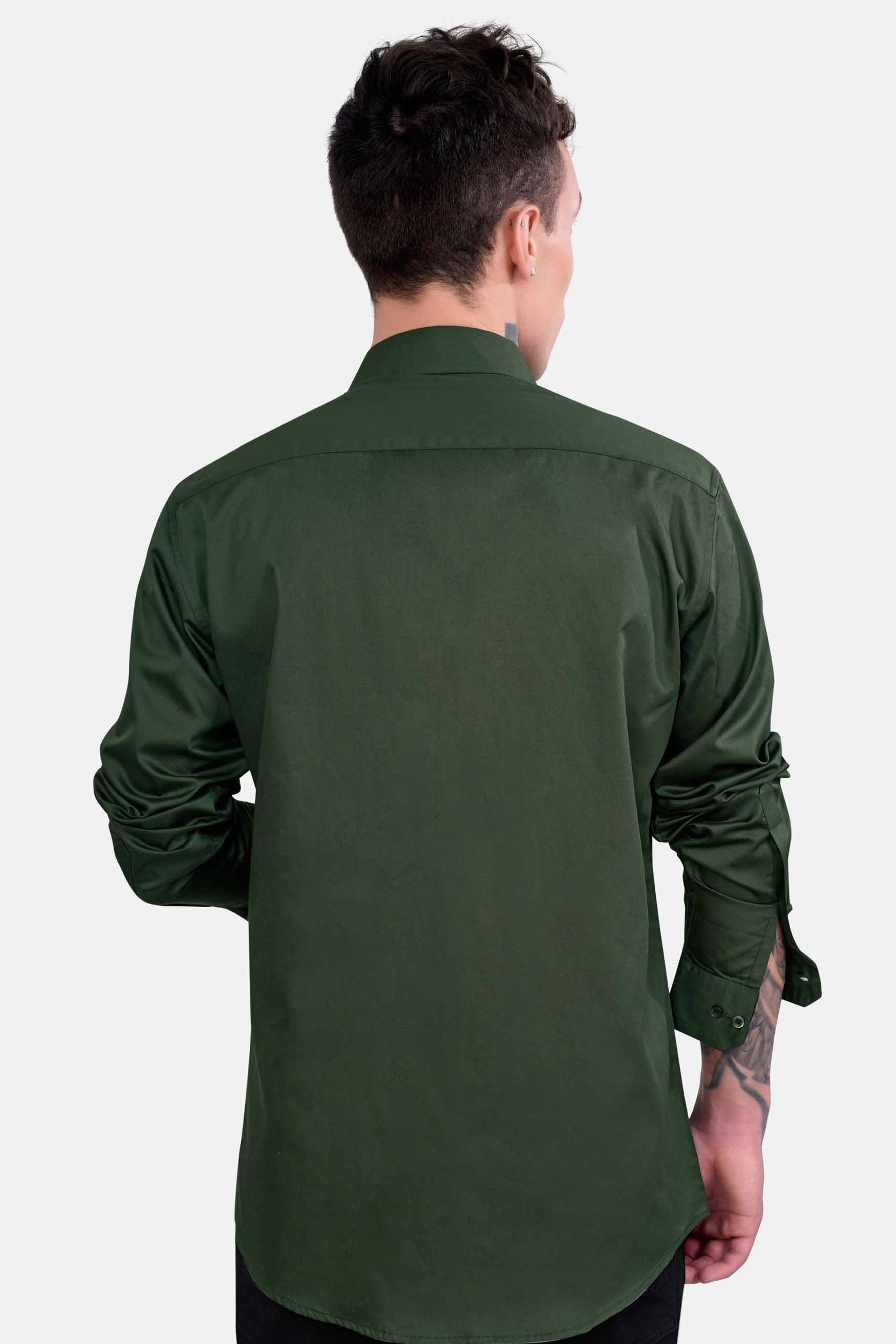 Pine Green Embroidered Subtle Sheen Super Soft Premium Cotton Designer Shirt