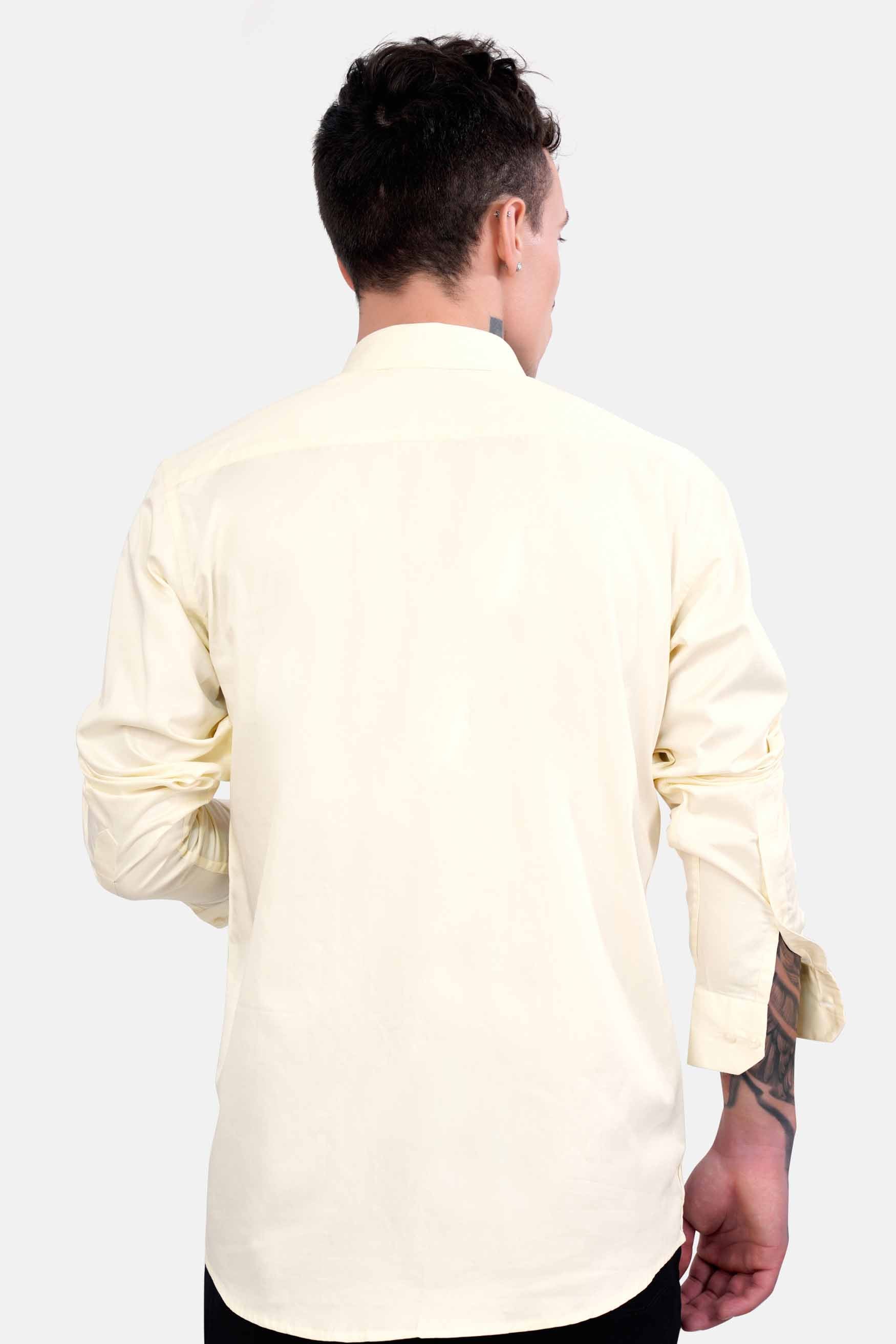 Periglacial Cream Envelope Embroidered Subtle Sheen Super Soft Premium Cotton Designer Shirt