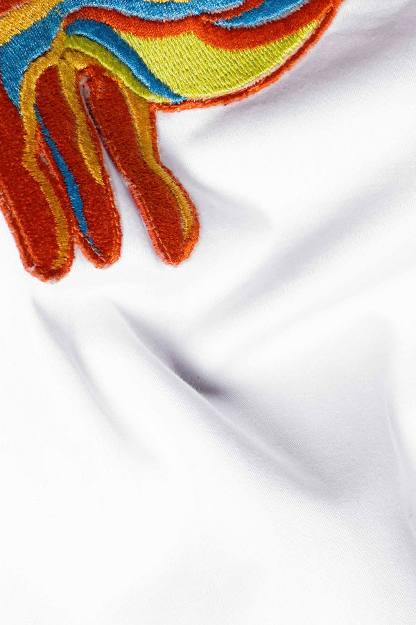 Bright White Hands Patchwork Super Soft Premium Cotton Designer Shirt