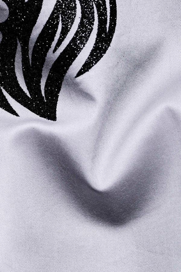 Nickel Gray Lion Foil Printed Subtle Sheen Super Soft Premium Cotton Designer Shirt
