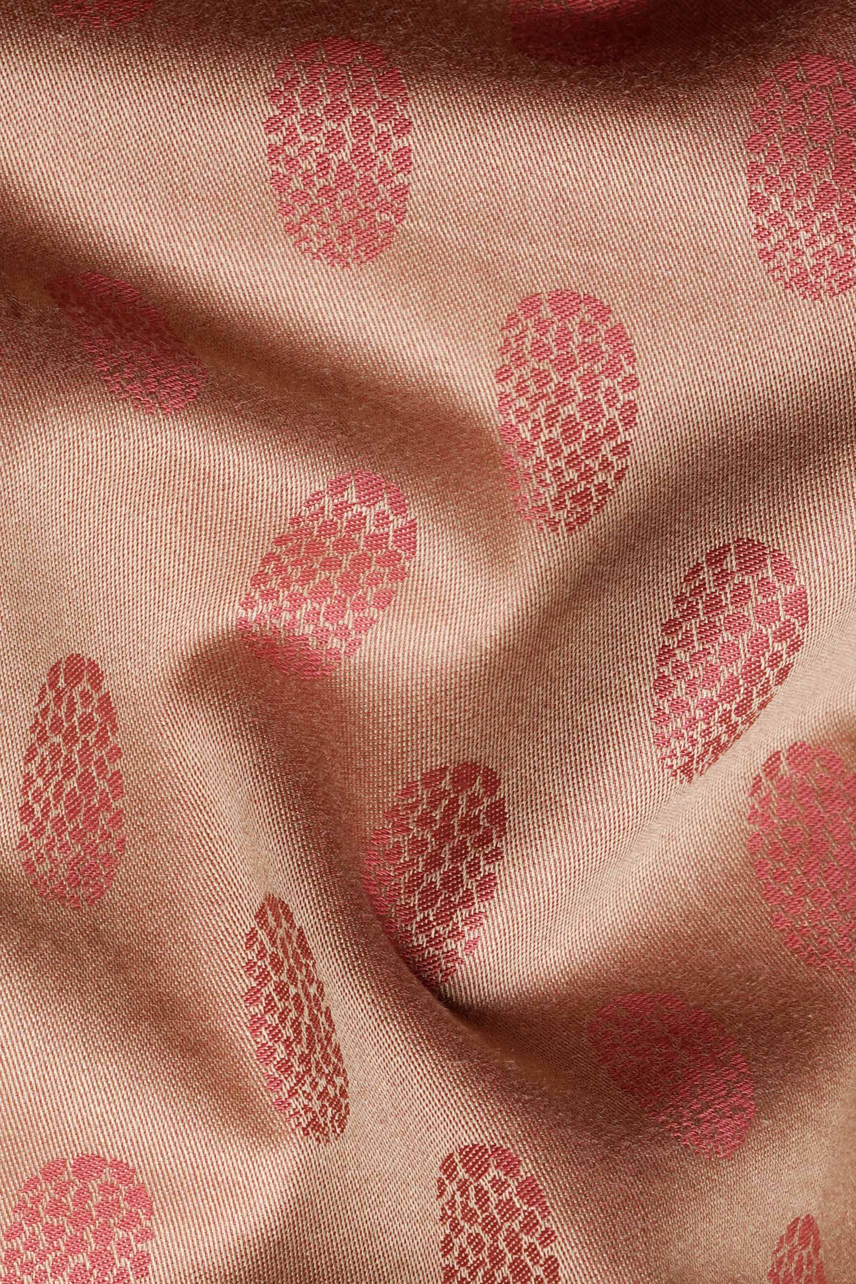 Apricot Brown and Mandy Pink Jacquard Textured Premium Giza Cotton Shirt