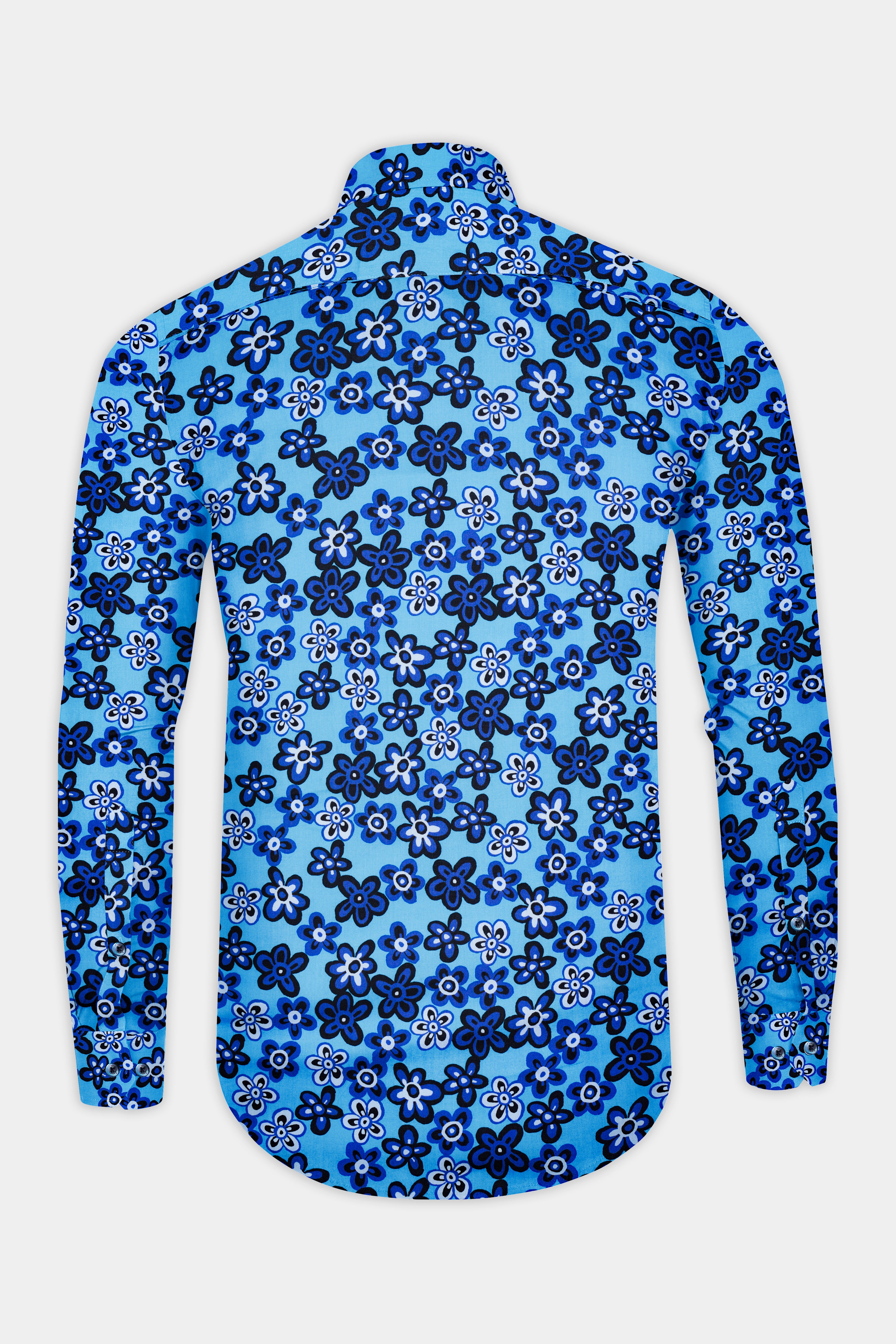 Mariner Blue Ditsy Printed Premium Cotton Shirt