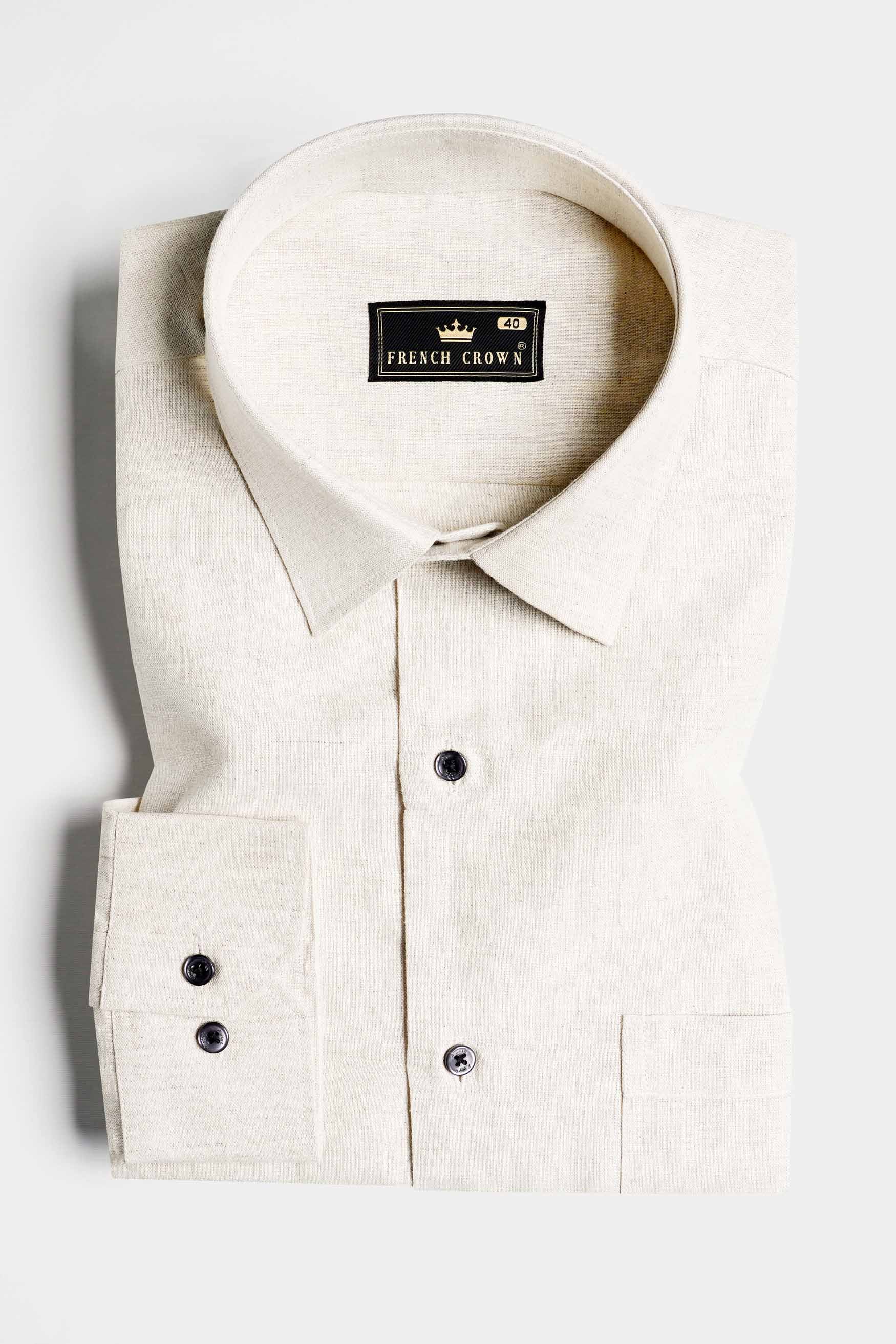 Pearl Bush Beige Luxurious Linen Shirt