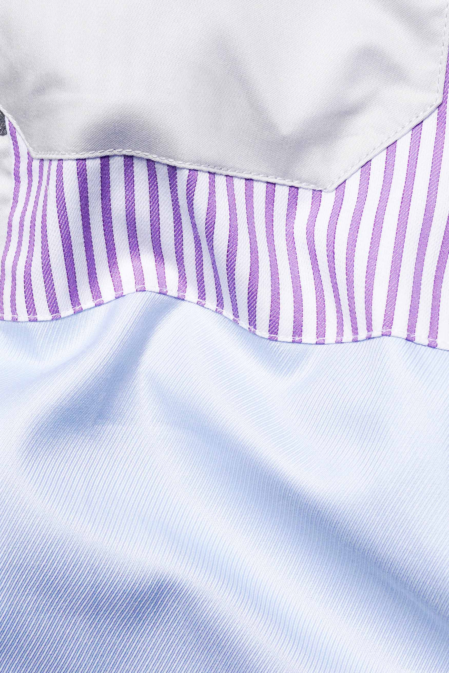 Gainsboro Gray with Marengo Gray and Jordy Blue Subtle Sheen Super Soft Premium Cotton Designer Shirt