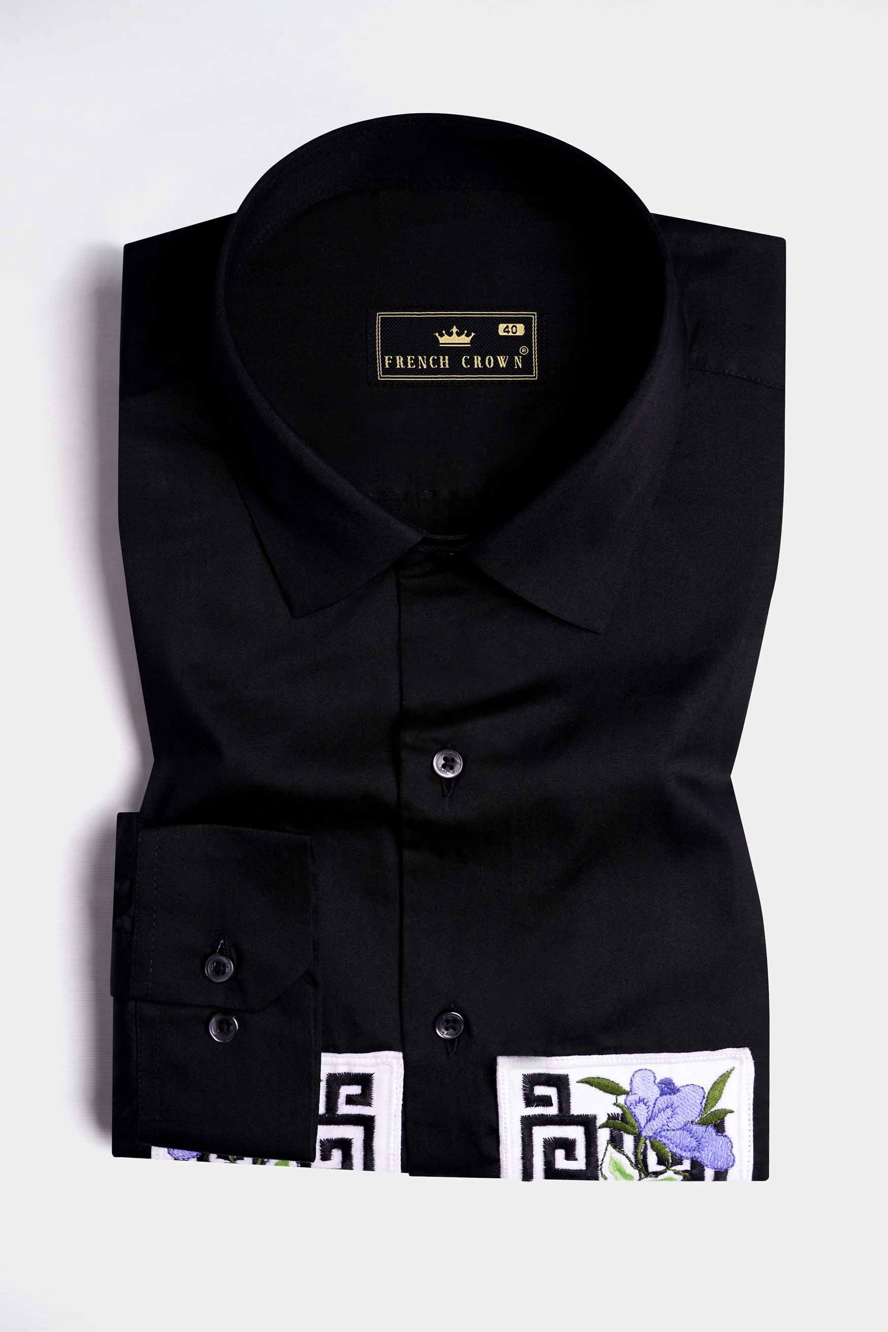 Jade Black Patchwork Subtle Sheen Super Soft Premium Cotton Designer Shirt
