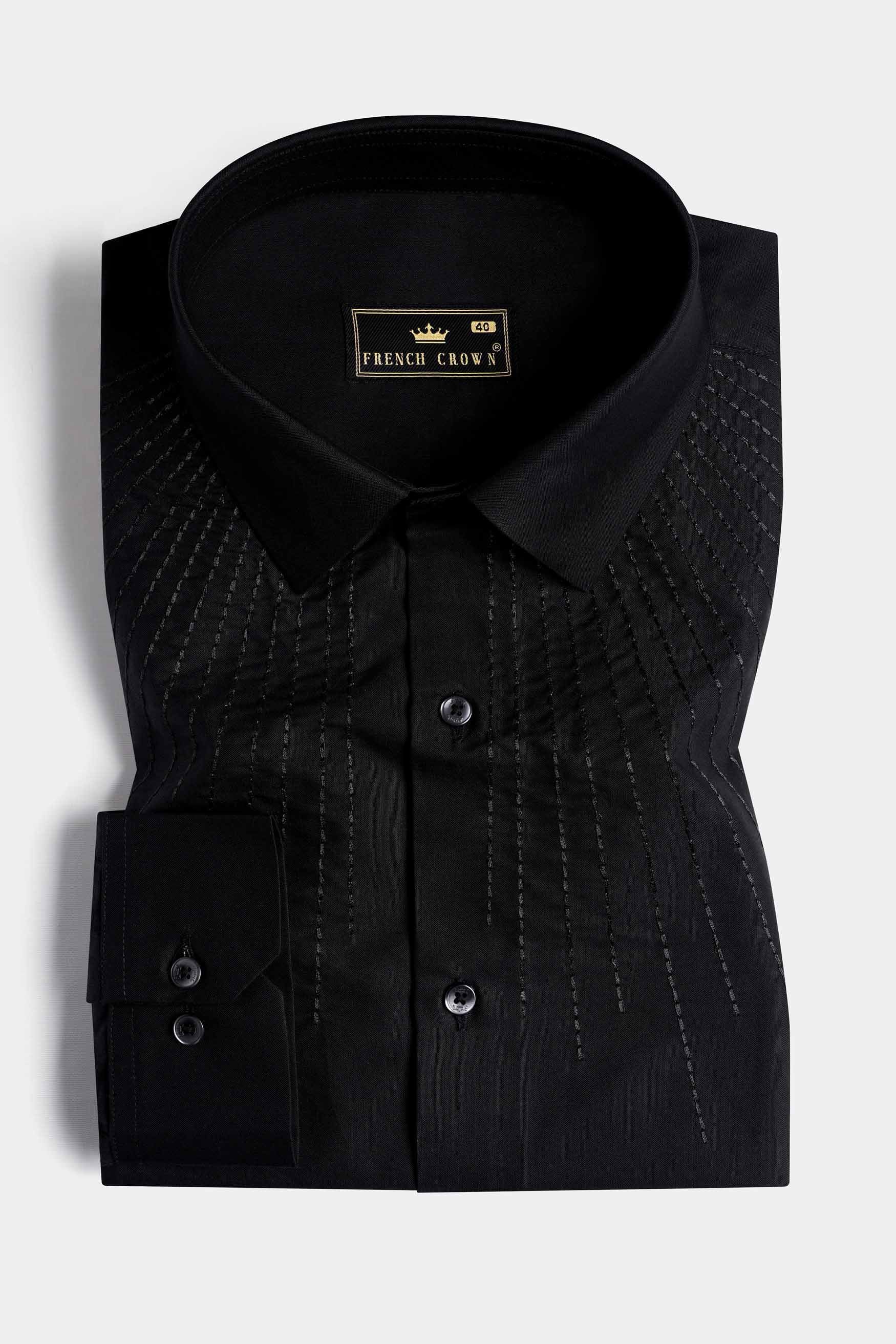 Jade Black Embroidered Royal Oxford Designer Shirt