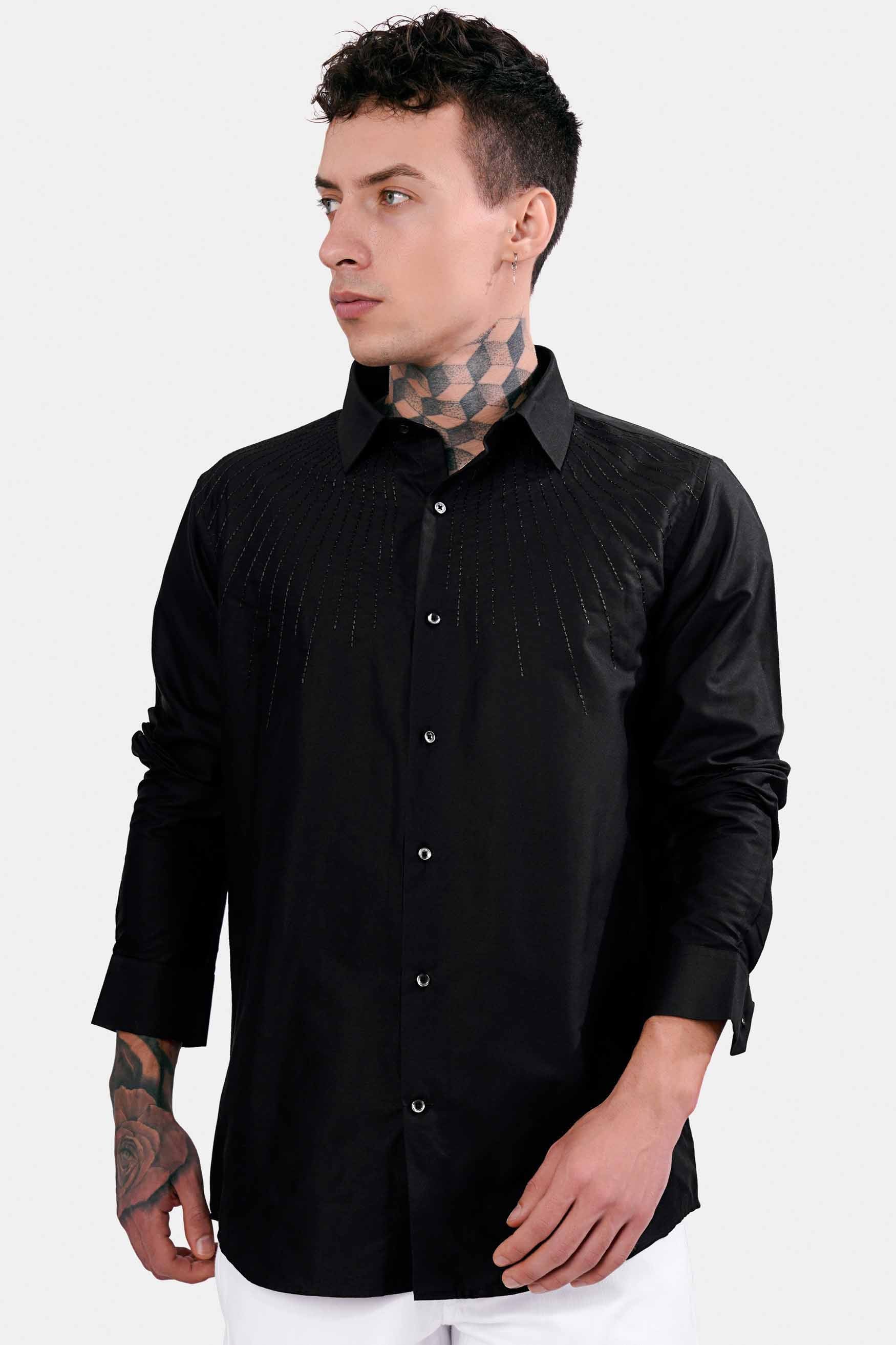 Jade Black Embroidered Royal Oxford Designer Shirt