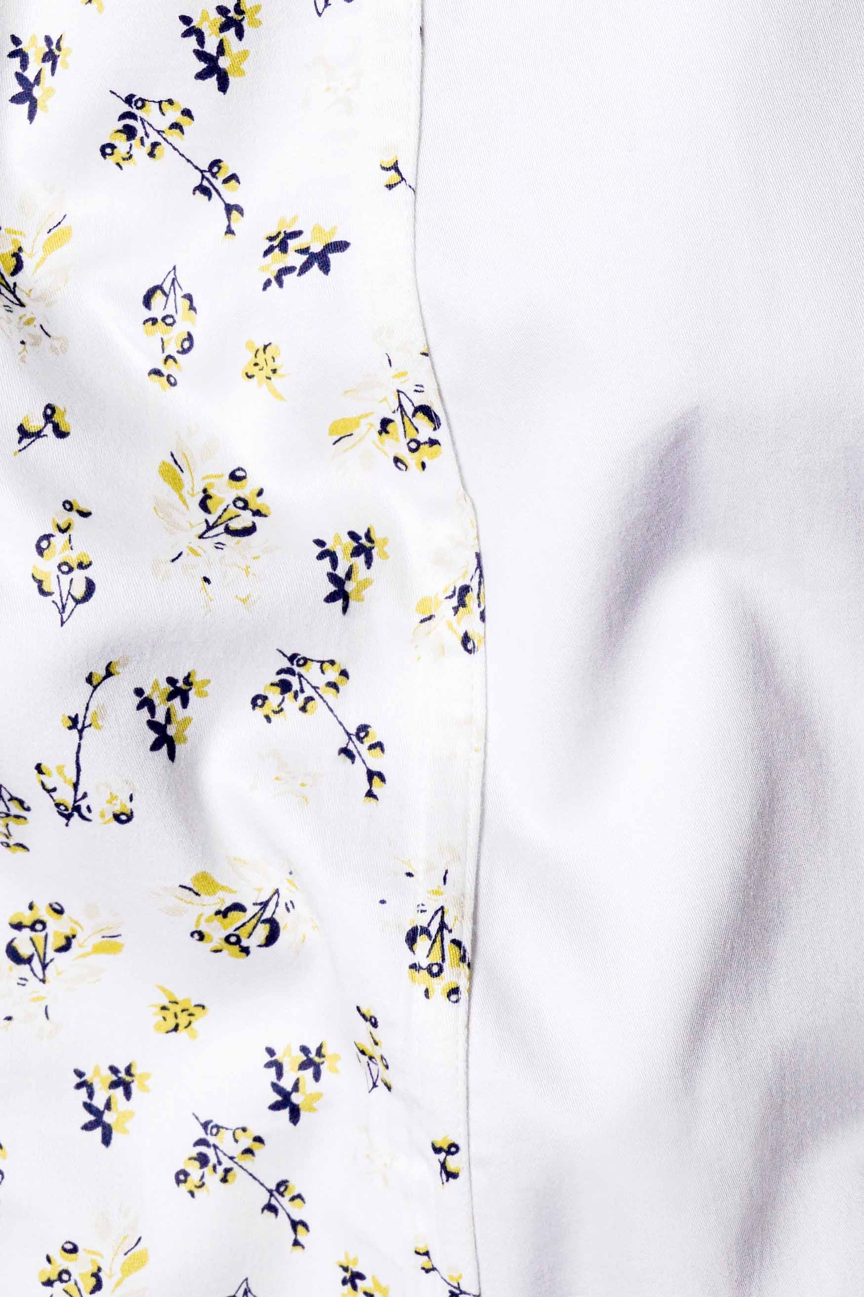 Bright White Multicolour Ditsy Printed Subtle Sheen Super Soft Premium Cotton Designer Shrit