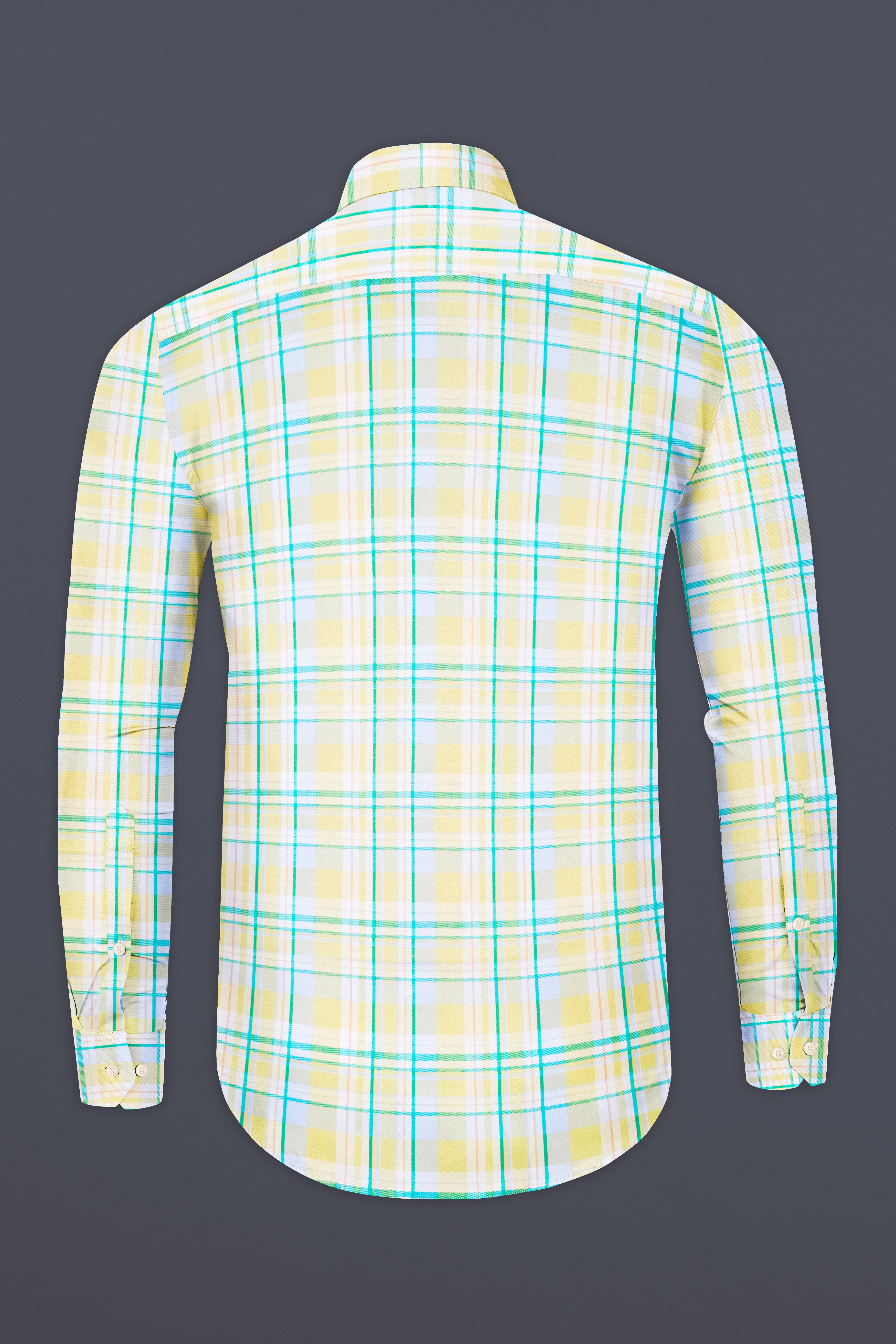 Arylide Brown with White and Teal Green Twill Plaid Premium Cotton Shirt