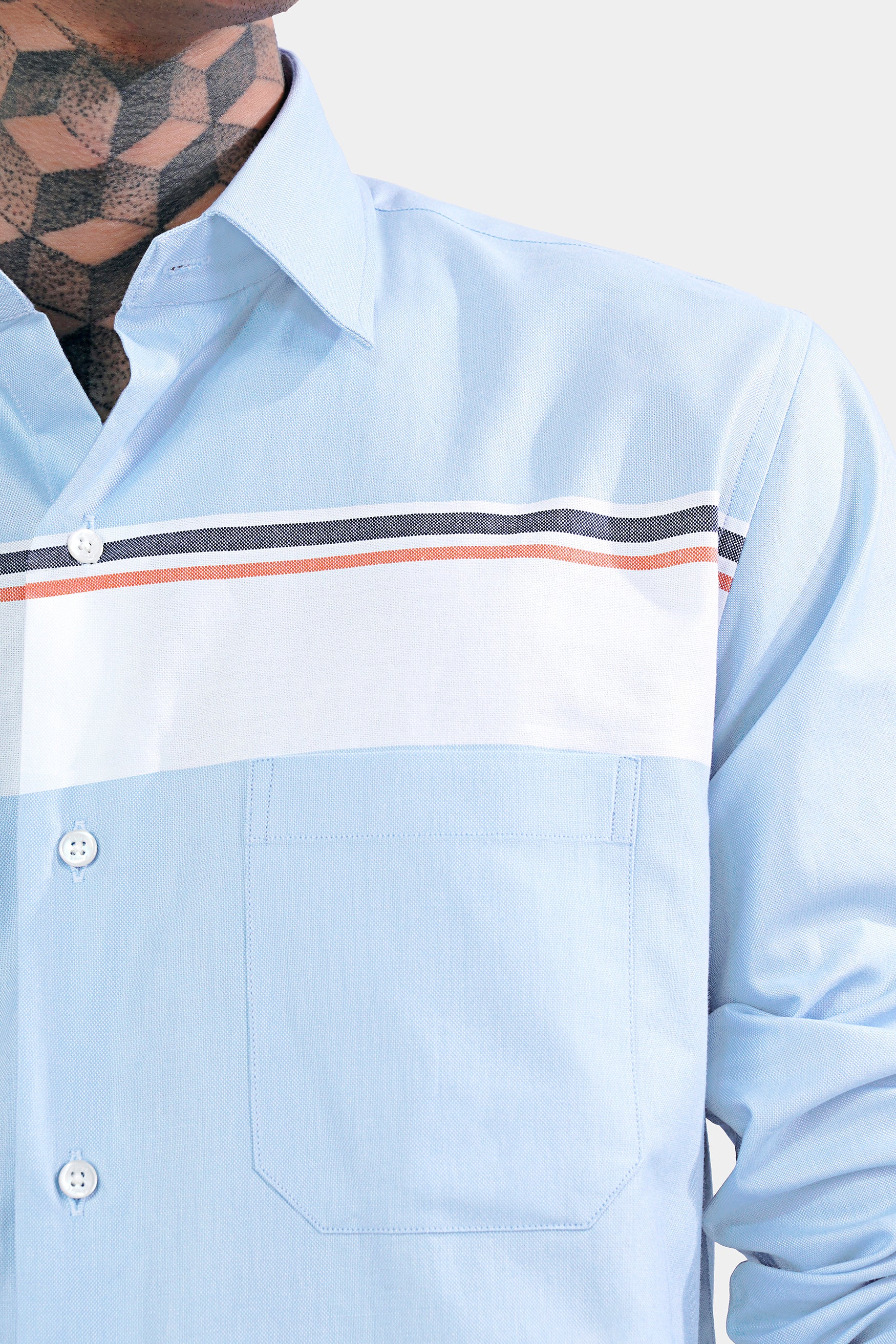 Beau Blue and Bright White Multicolour Striped Royal Oxford Shirt