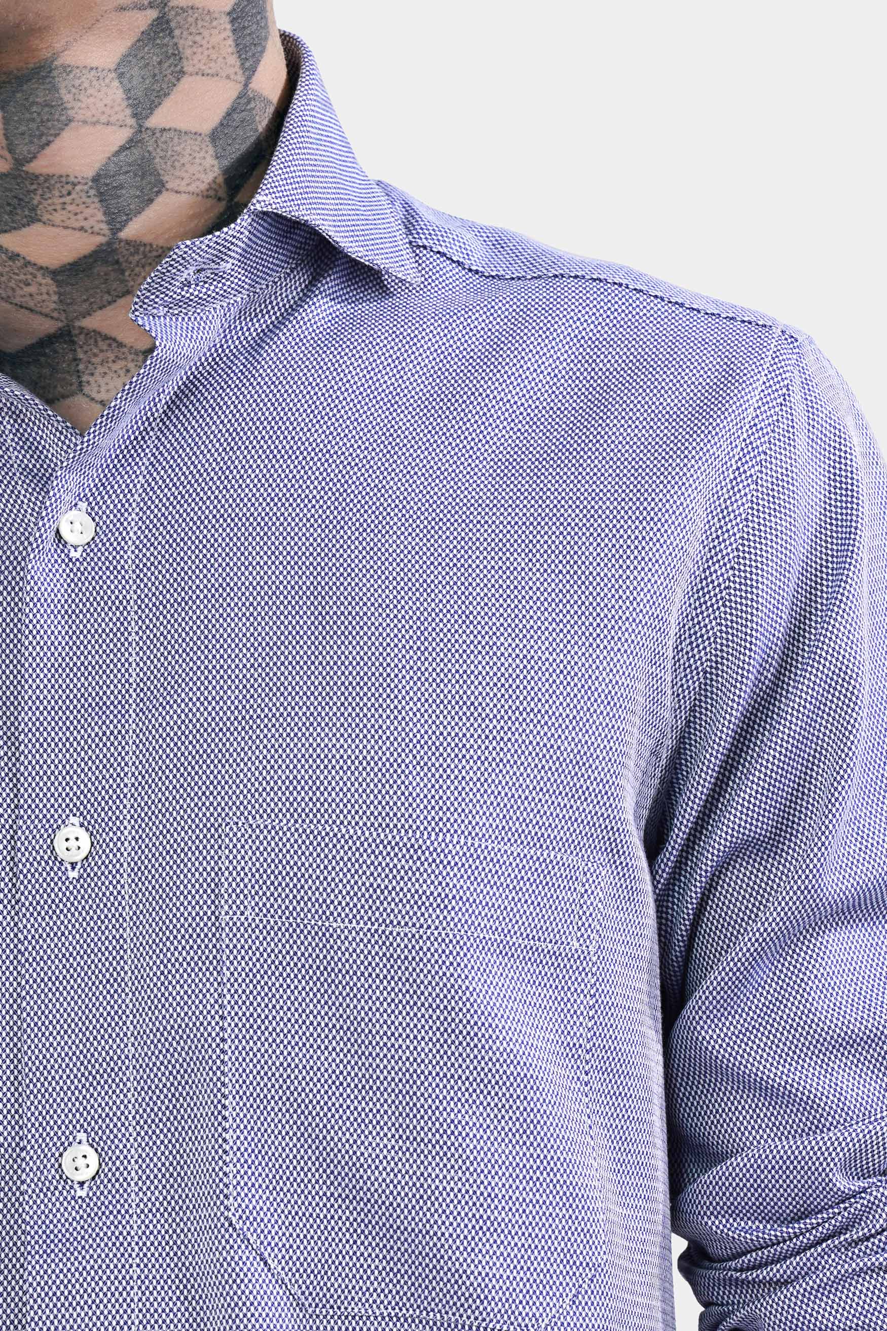 Yonder Blue Dobby Textured Premium Giza Cotton Shirt