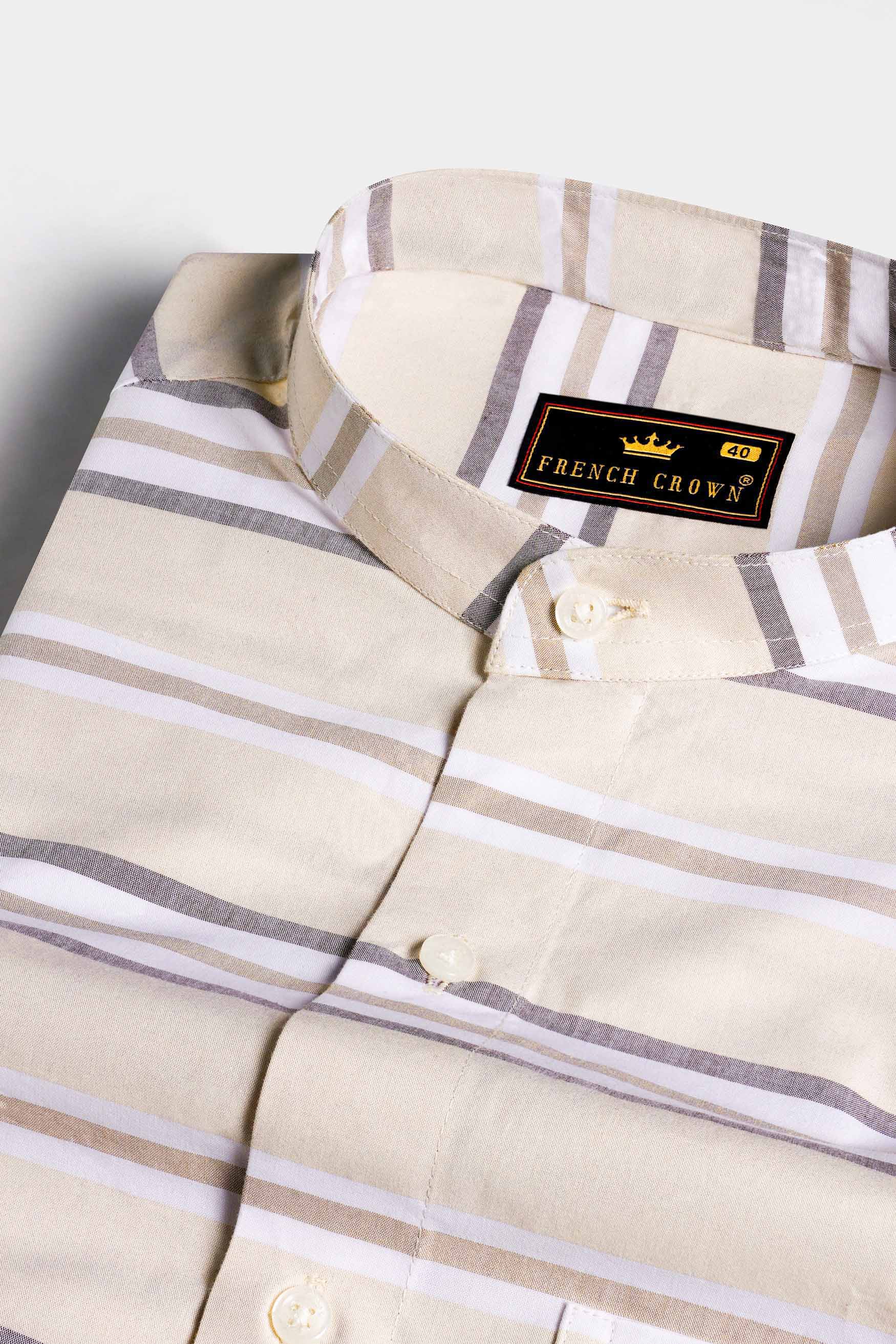 Zorba Brown and White Striped Royal Oxford Shirt
