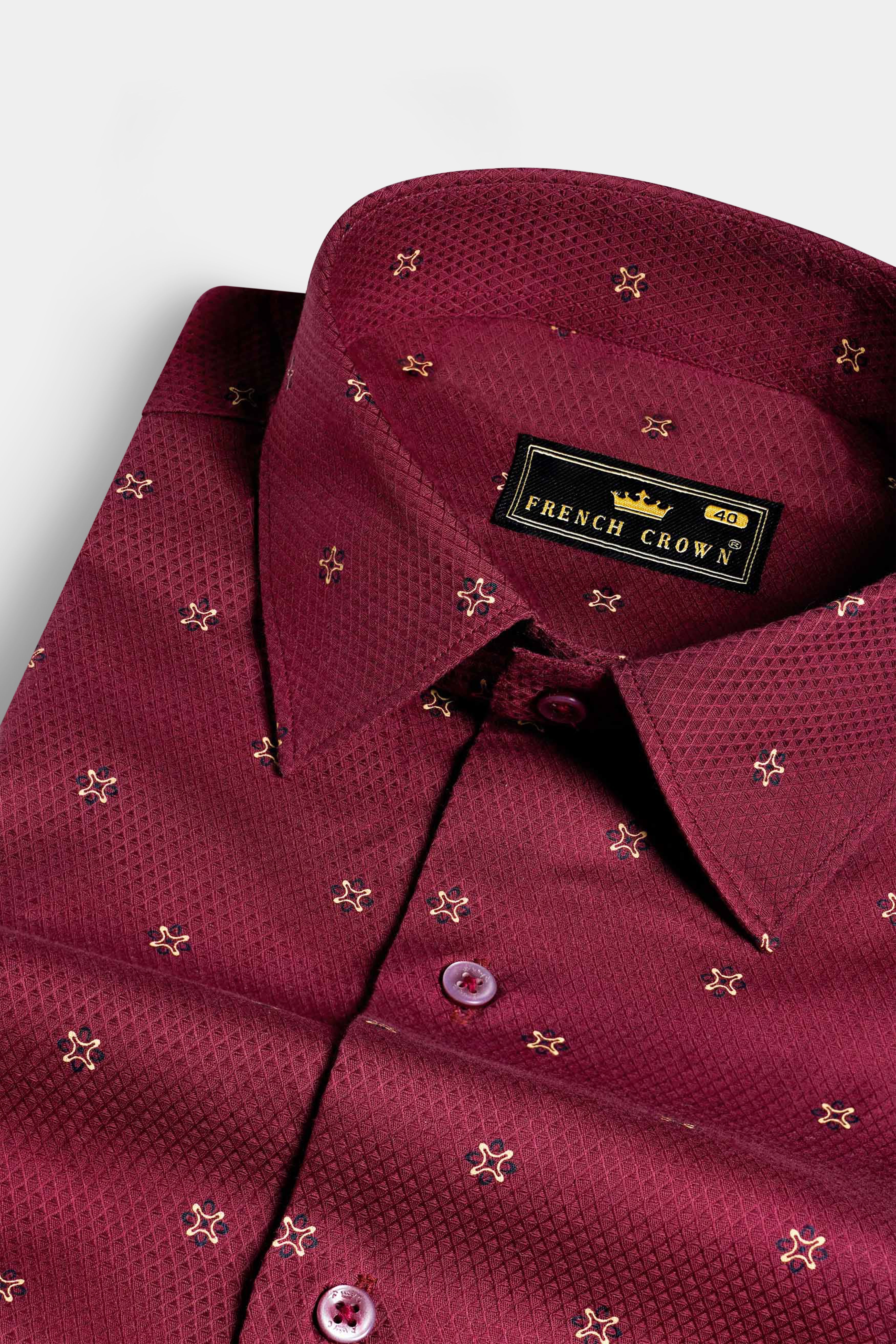 Burgundy Maroon Dobby Textured Premium Giza Cotton Shirt