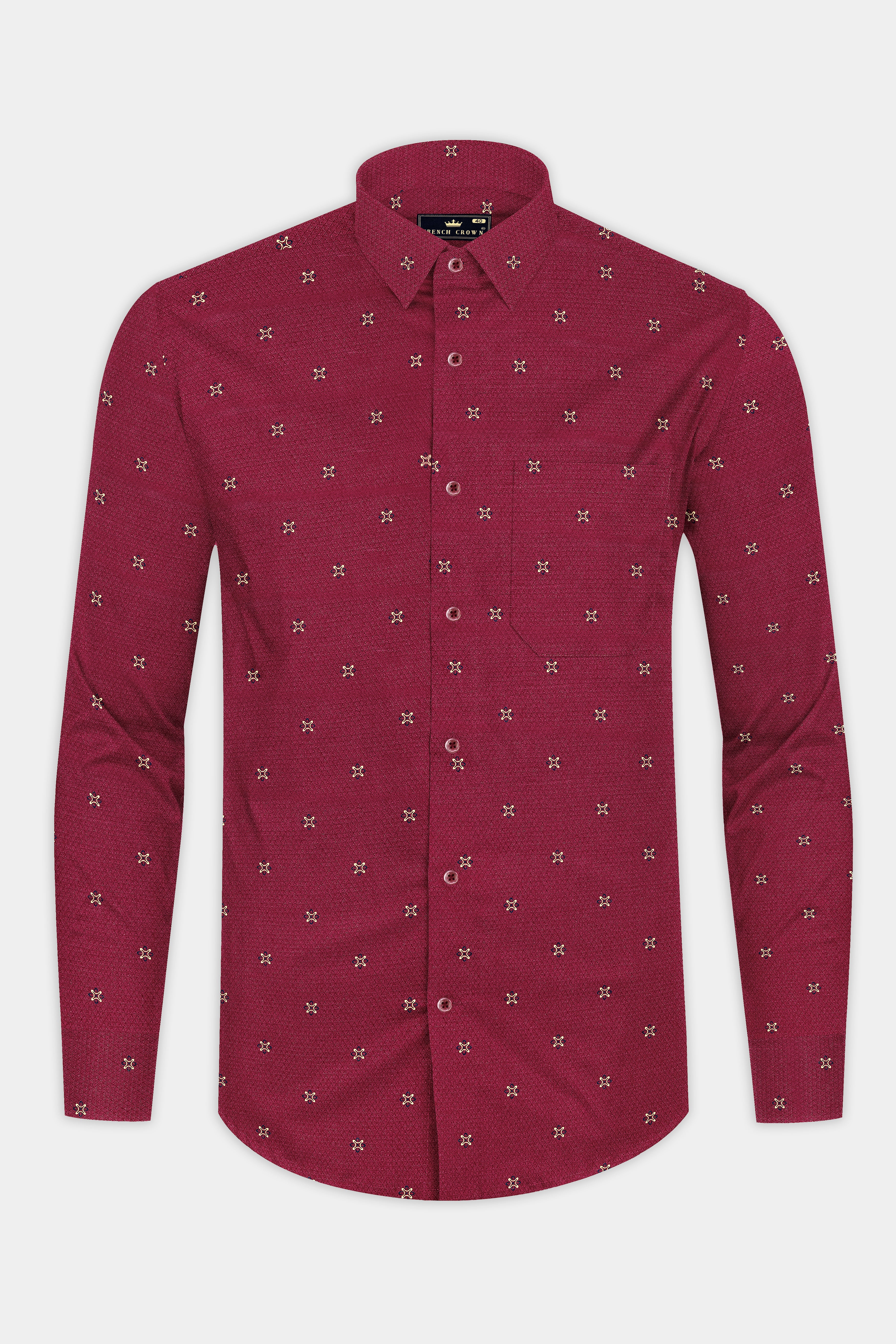 Burgundy Maroon Dobby Textured Premium Giza Cotton Shirt