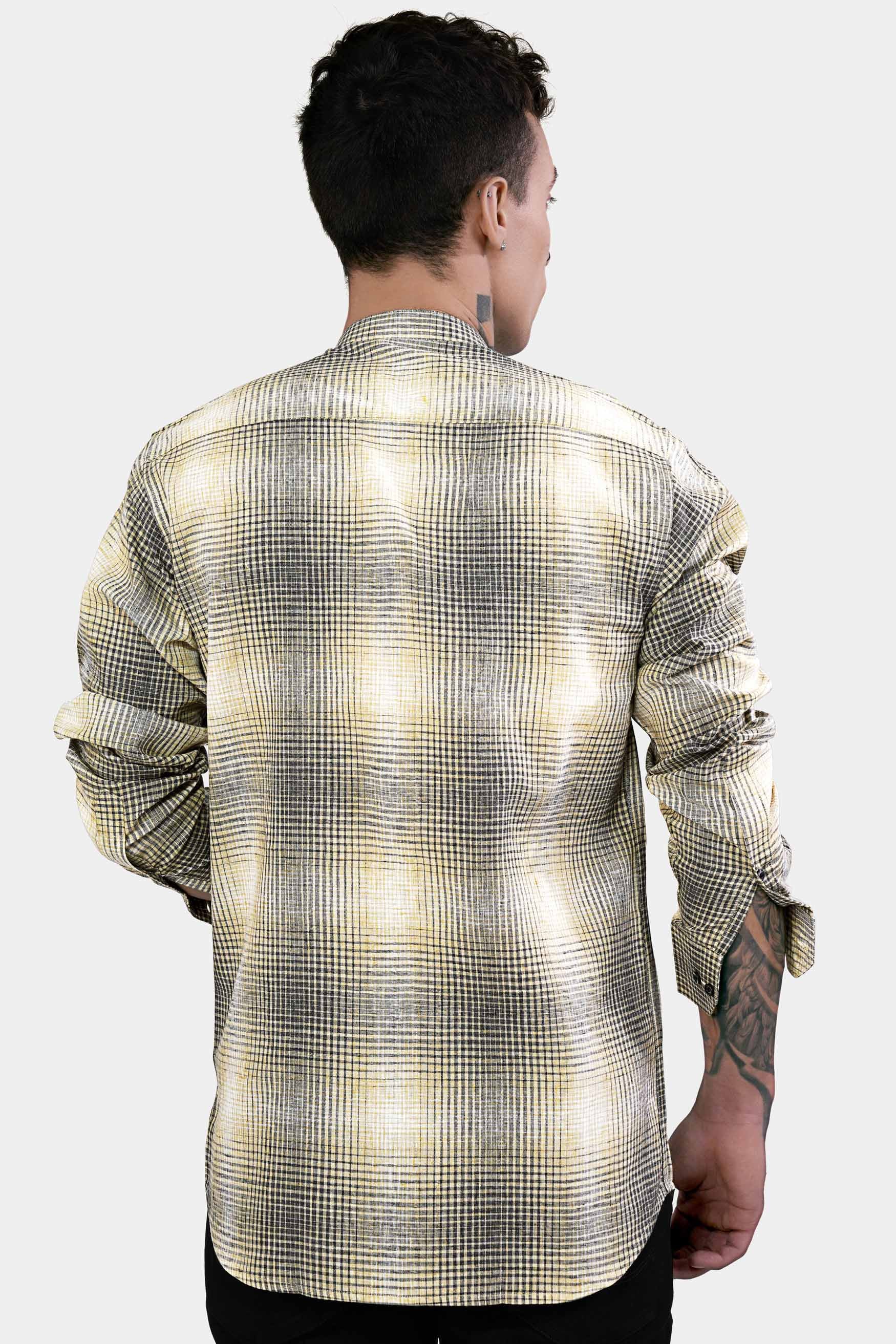 Chalky Brown and White Checkered Luxurious Linen Shirt