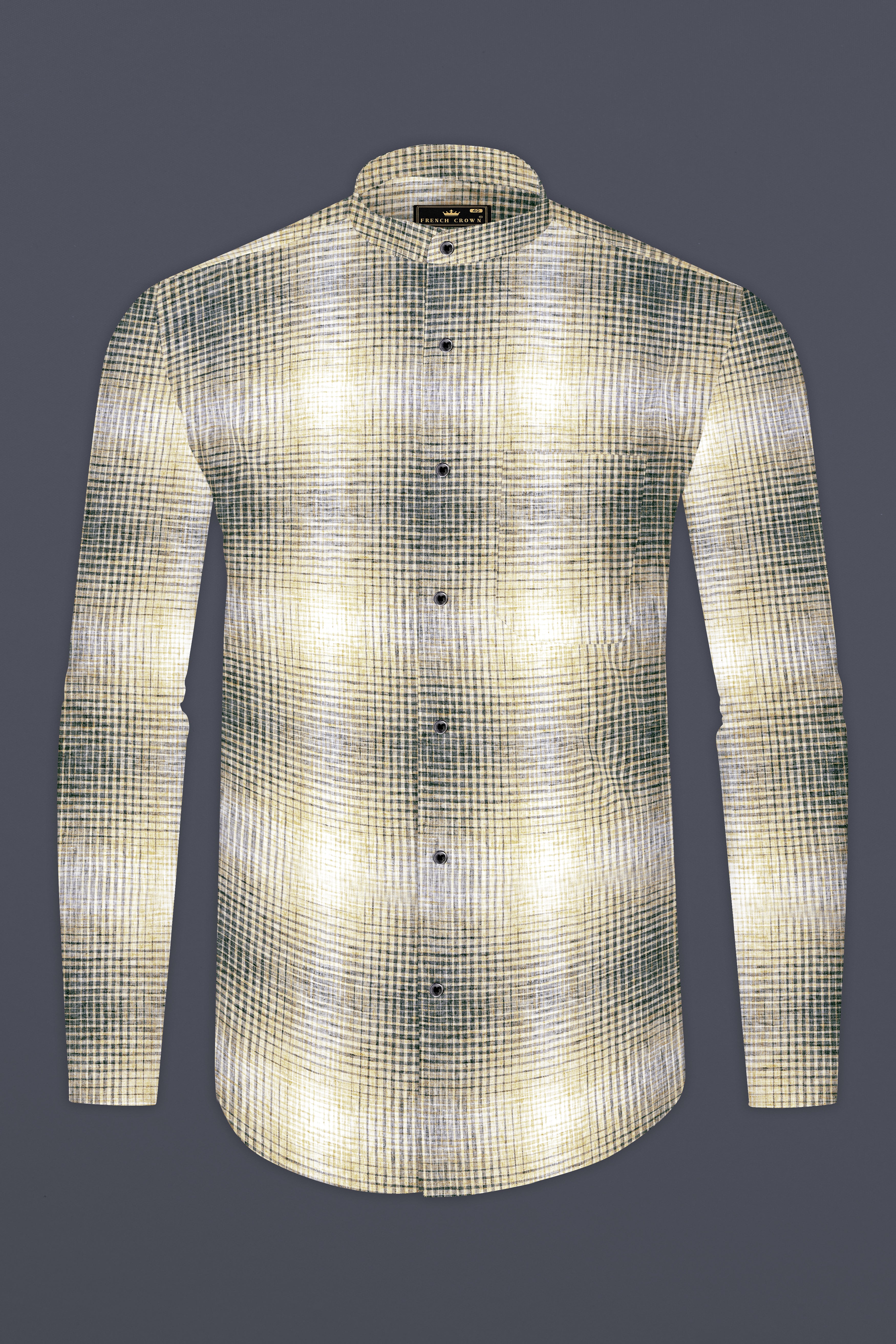 Chalky Brown and White Checkered Luxurious Linen Shirt